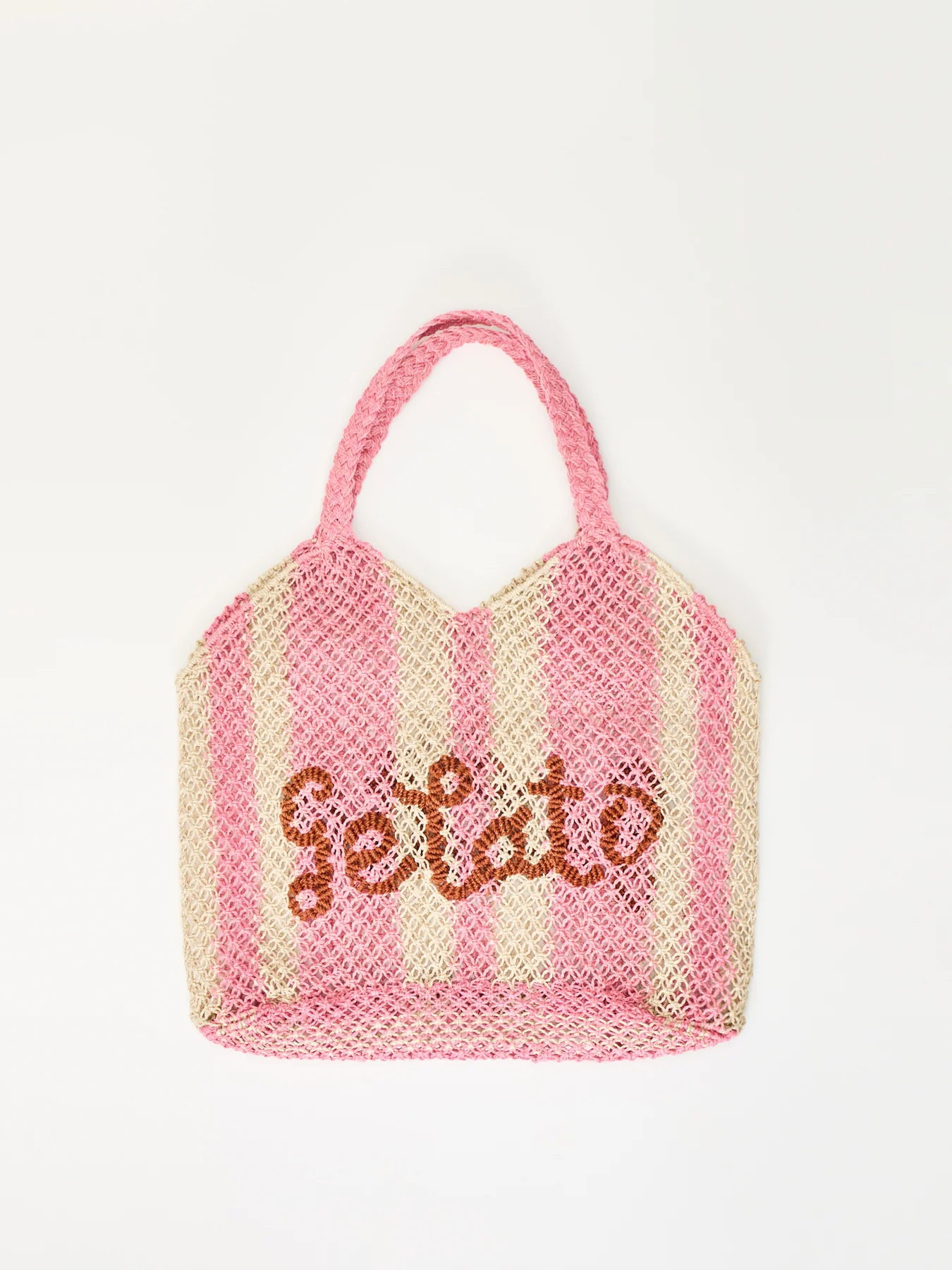 Drew Gelato Raffia Tote Bag Pink - Image 3
