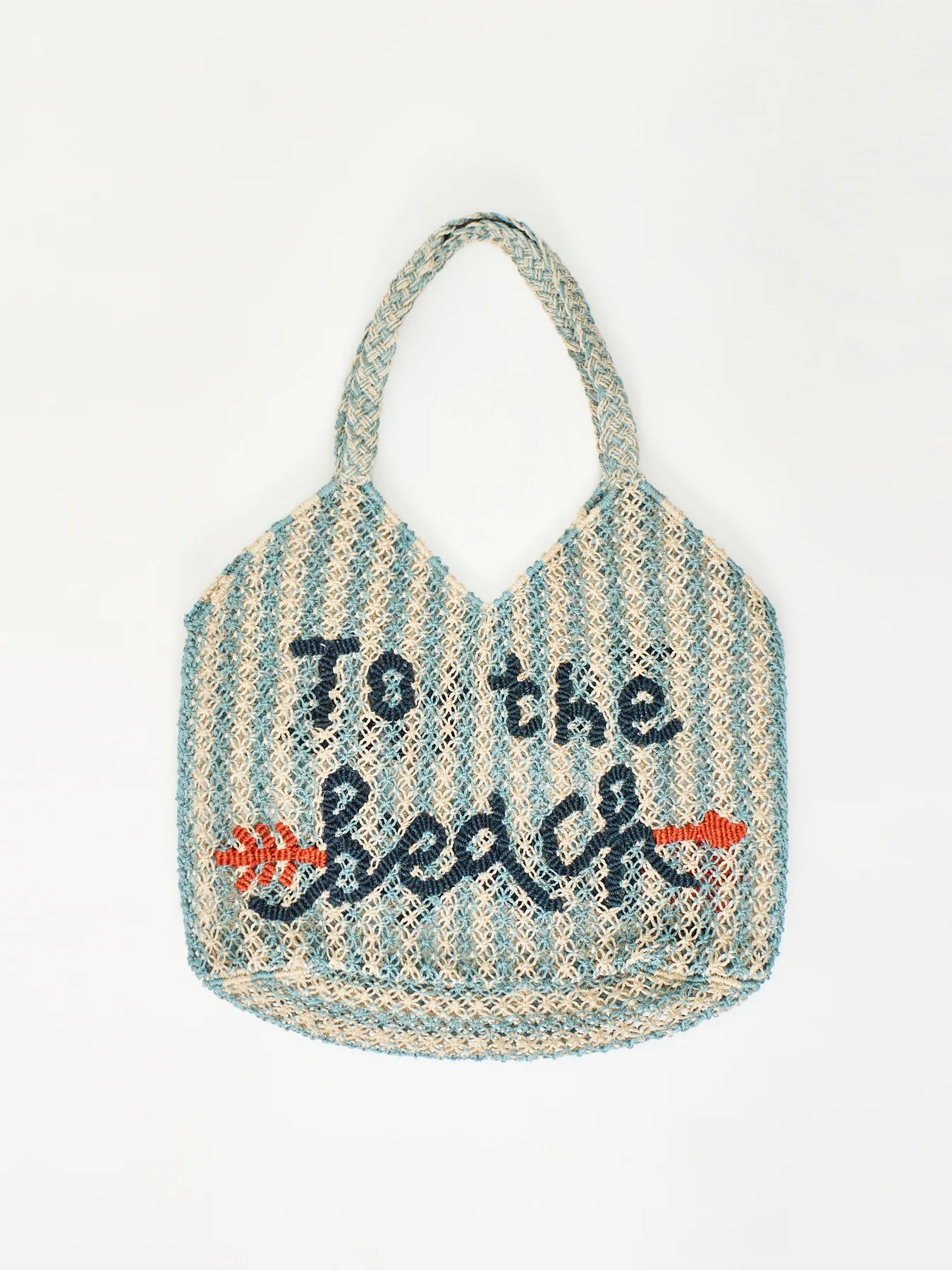 Drew To The Beach Raffia Tote Bag Blue - Image 3