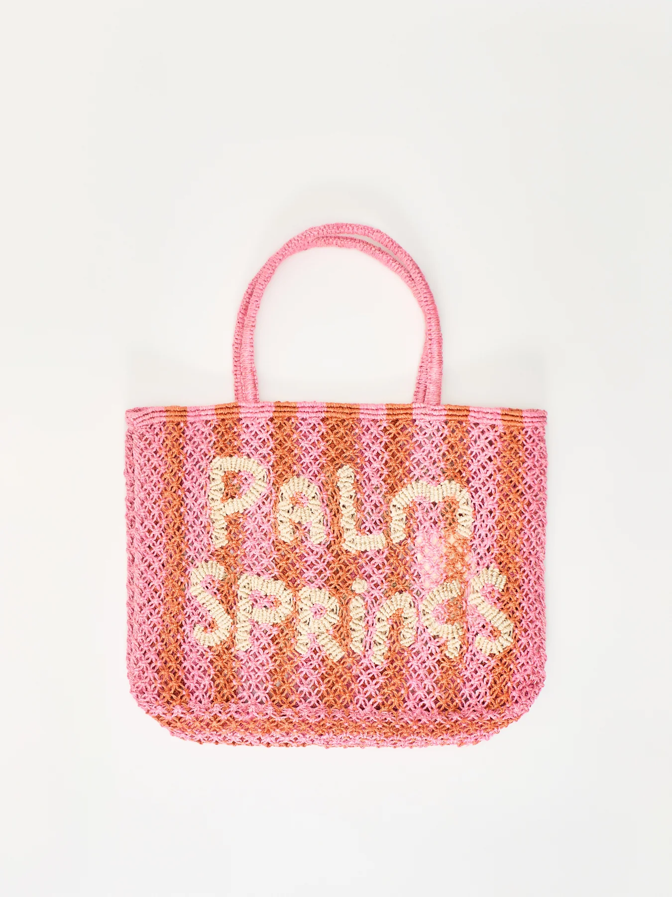 Small Palm Springs Raffia Tote Bag Pink - Image 2