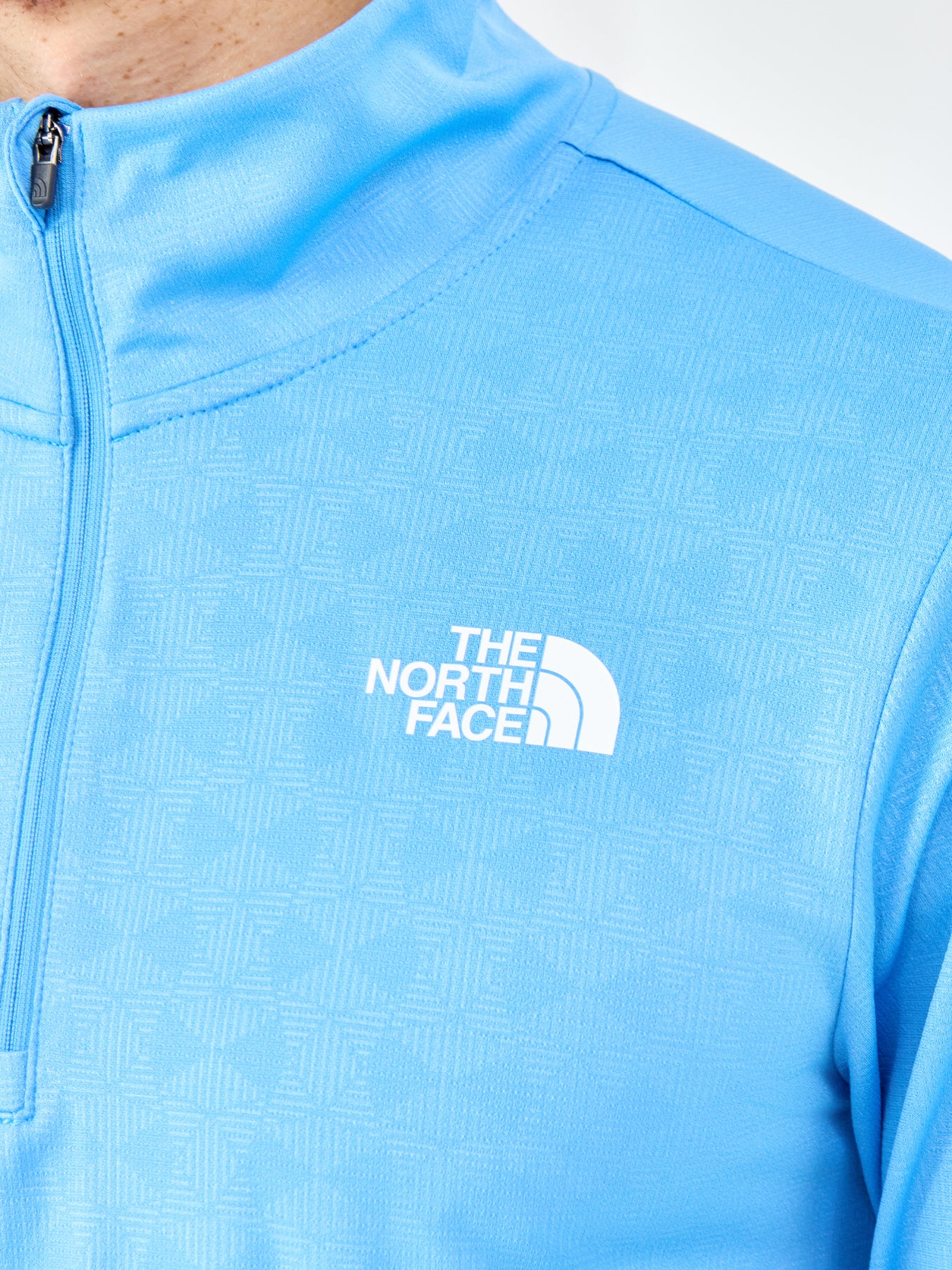 Pentadome Embossed 1/4 Zip Tee Blue - Image 3