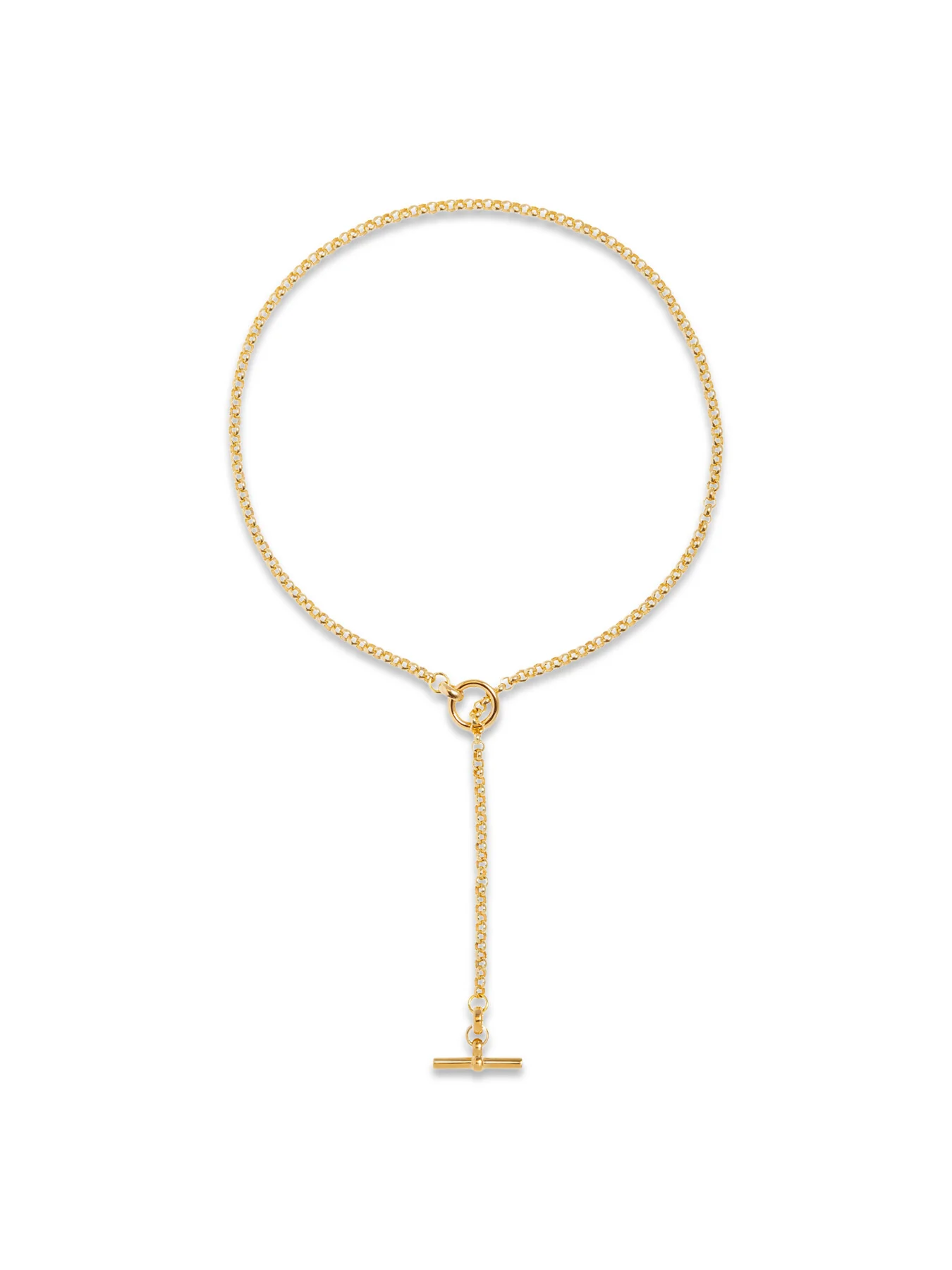 Short Gold Lariat Necklace