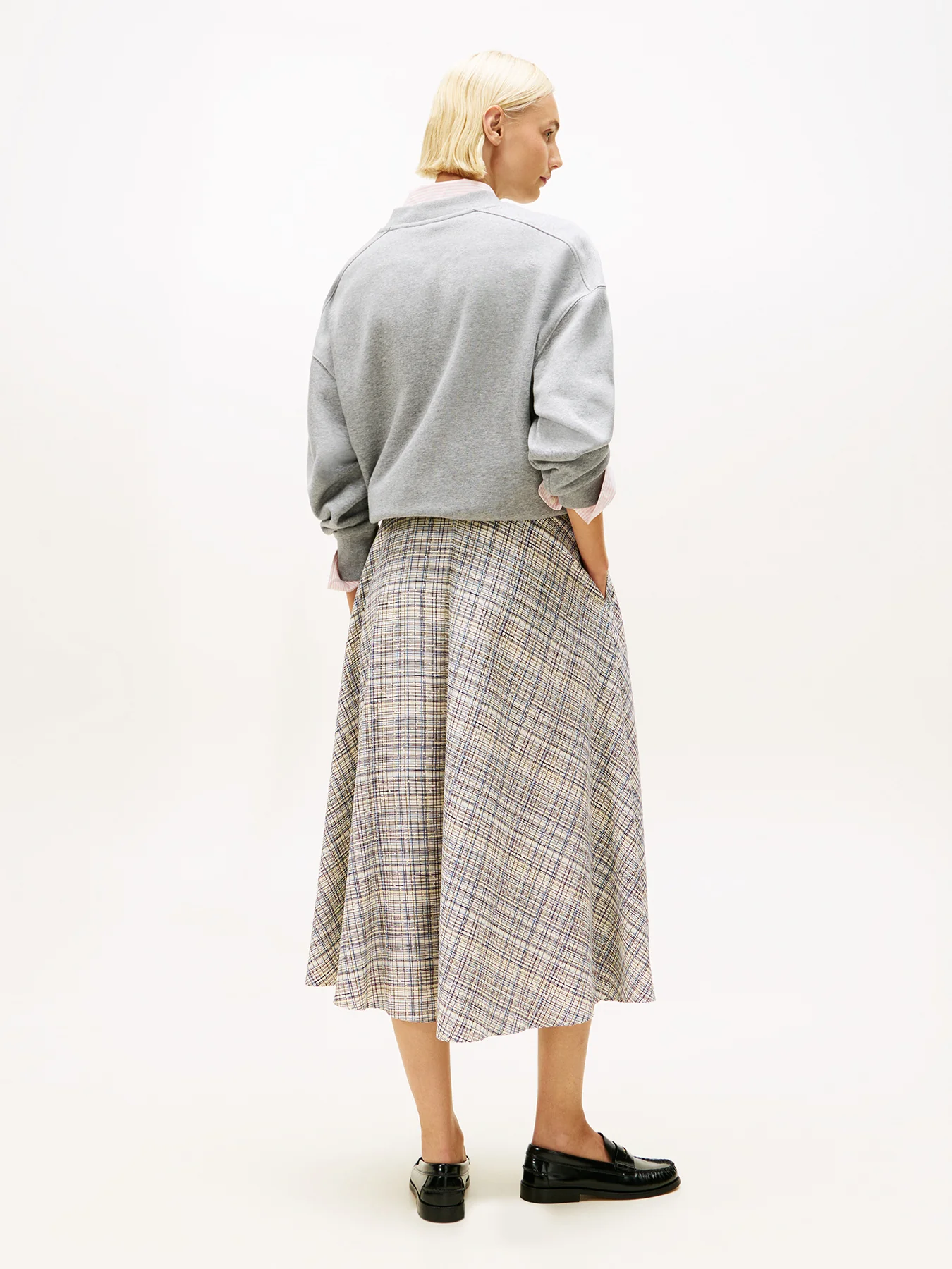 Midi A-Line Skirt With Linen Beige - Image 4