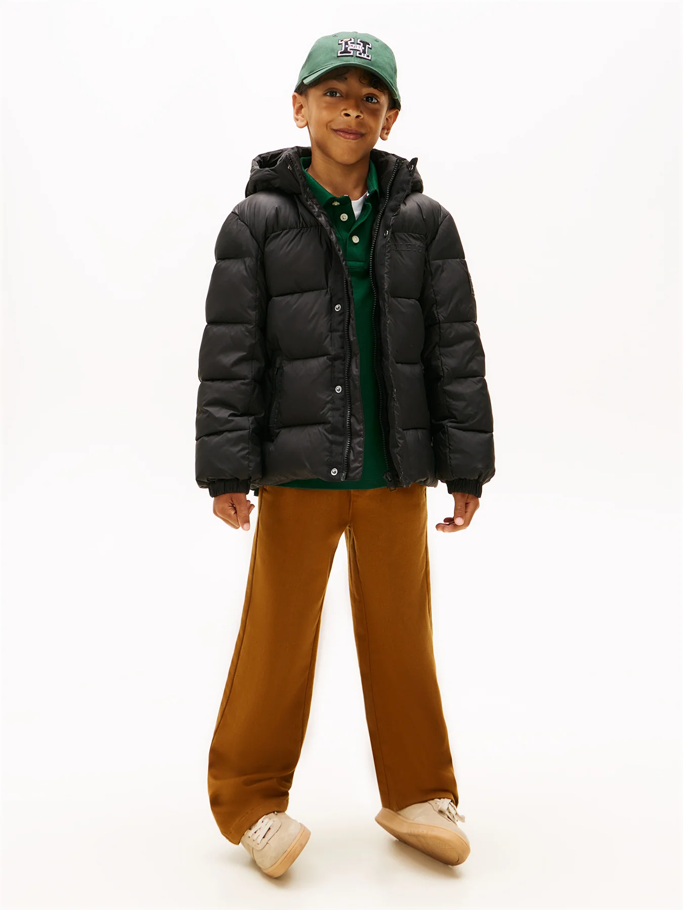 Kids' Mixed Texture Hooded Puffer Jacket Black - Image 4