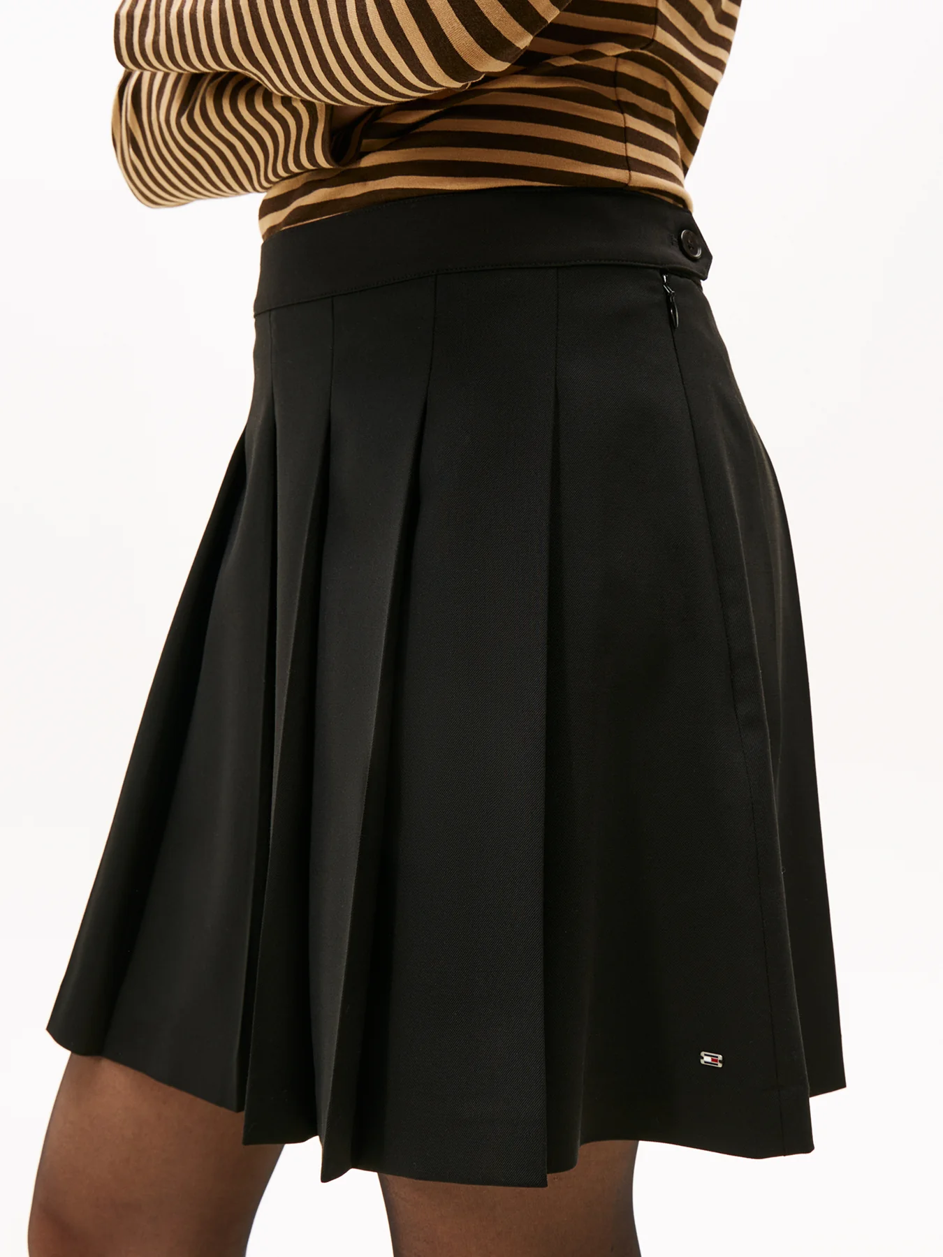 Timeless Wool Blend Pleated Mini Skirt Navy - Image 5