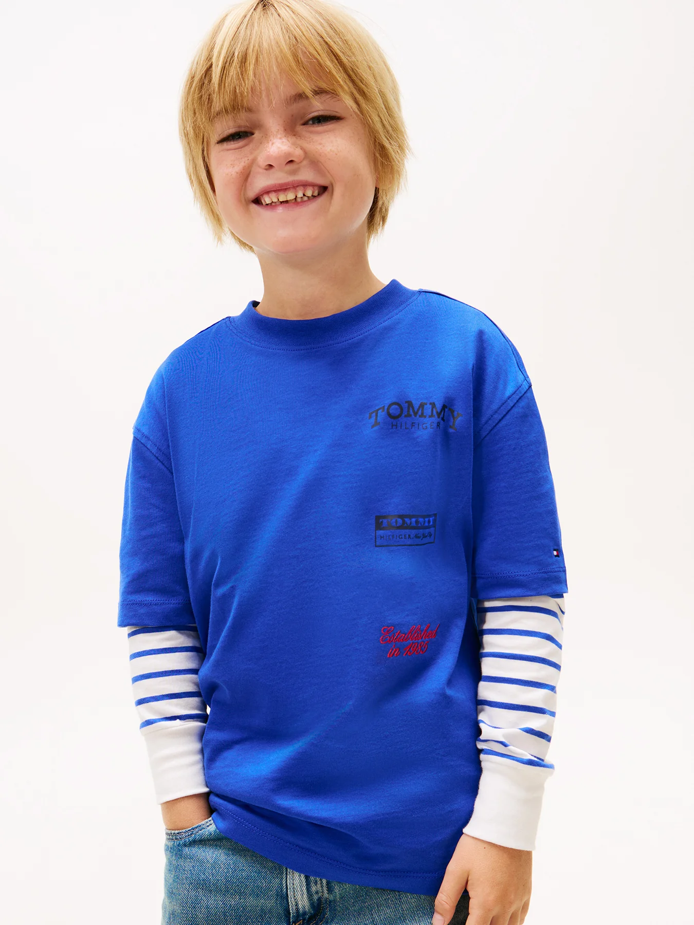 Kids’ Back Multi Logo Print Jersey T-Shirt Blue - Image 2
