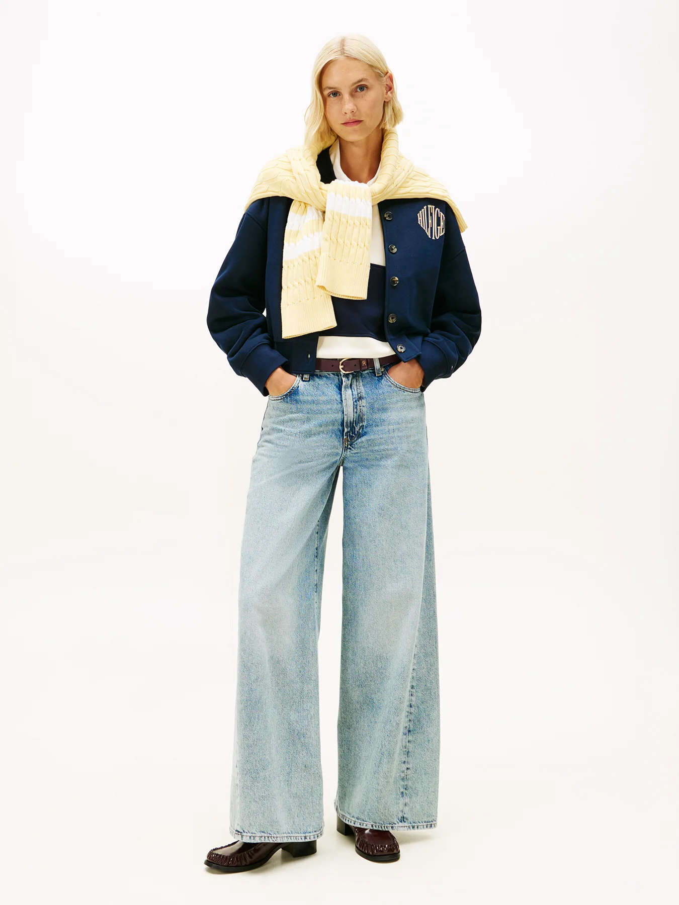 Flex Fleece Logo Bomber Cardigan Blue - Image 4