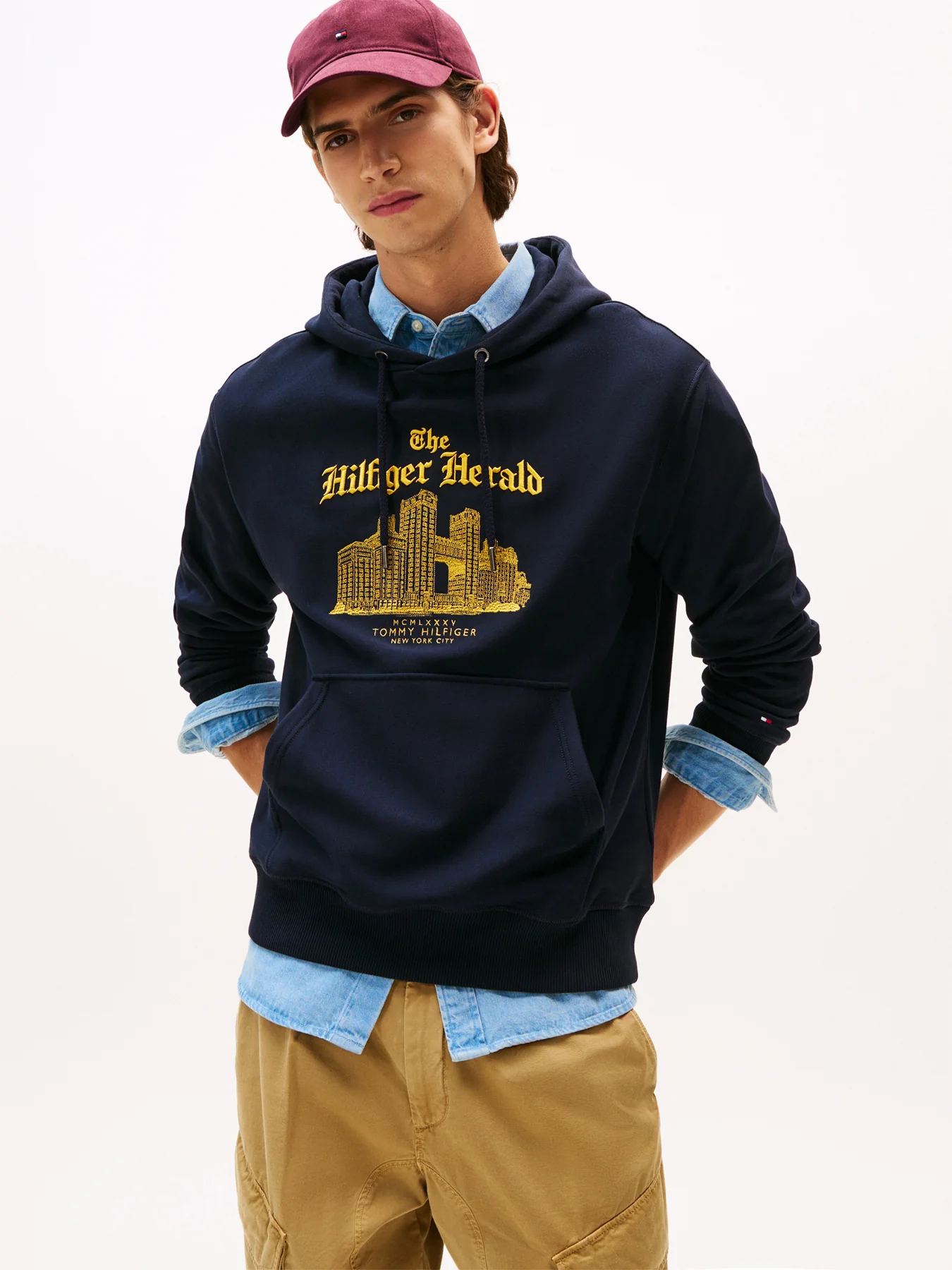 Logo Embroidery Relaxed Drawstring Hoody - Image 3