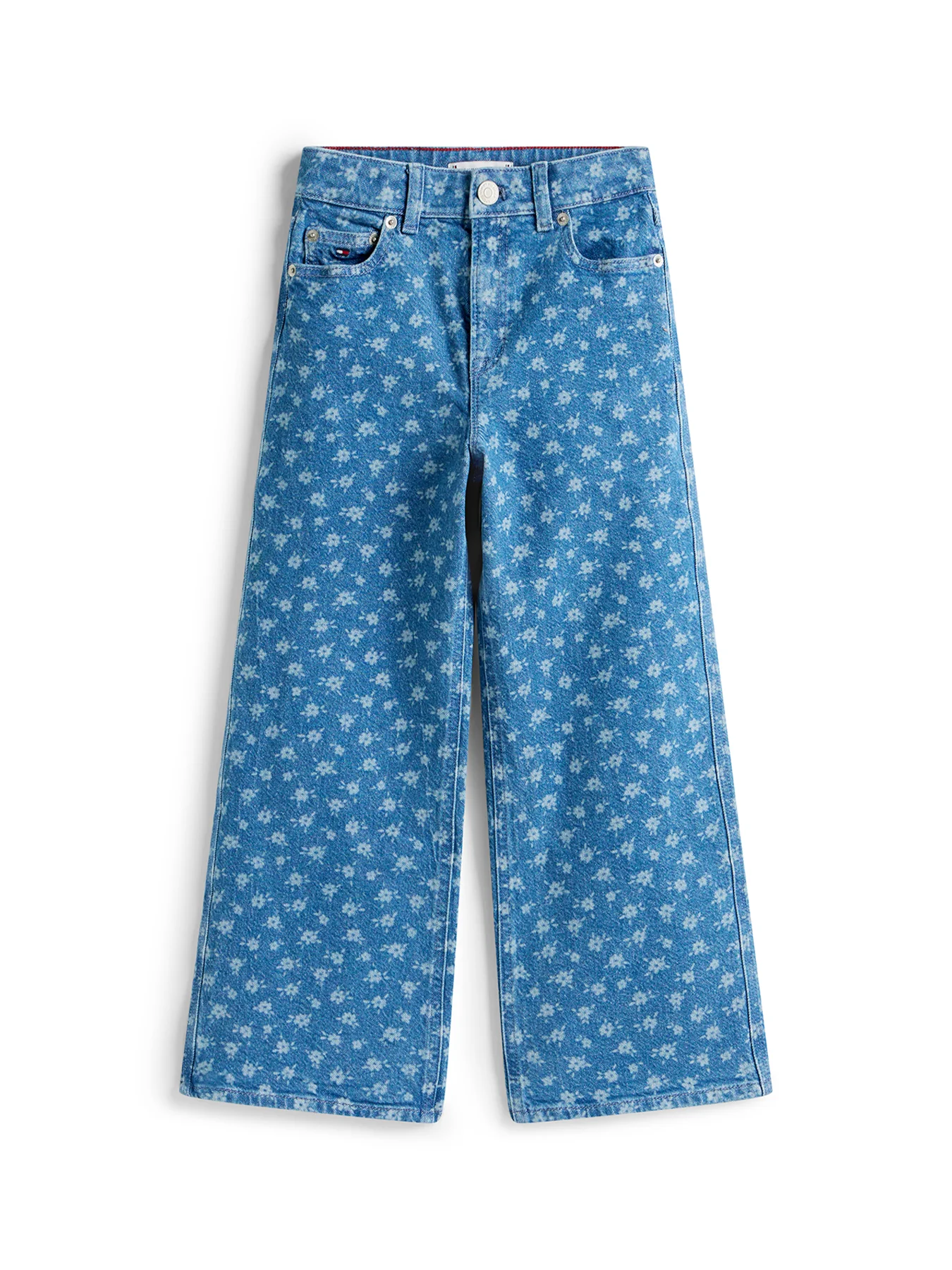 Kids’ Mabel Floral Print Wide Leg Jeans Blue