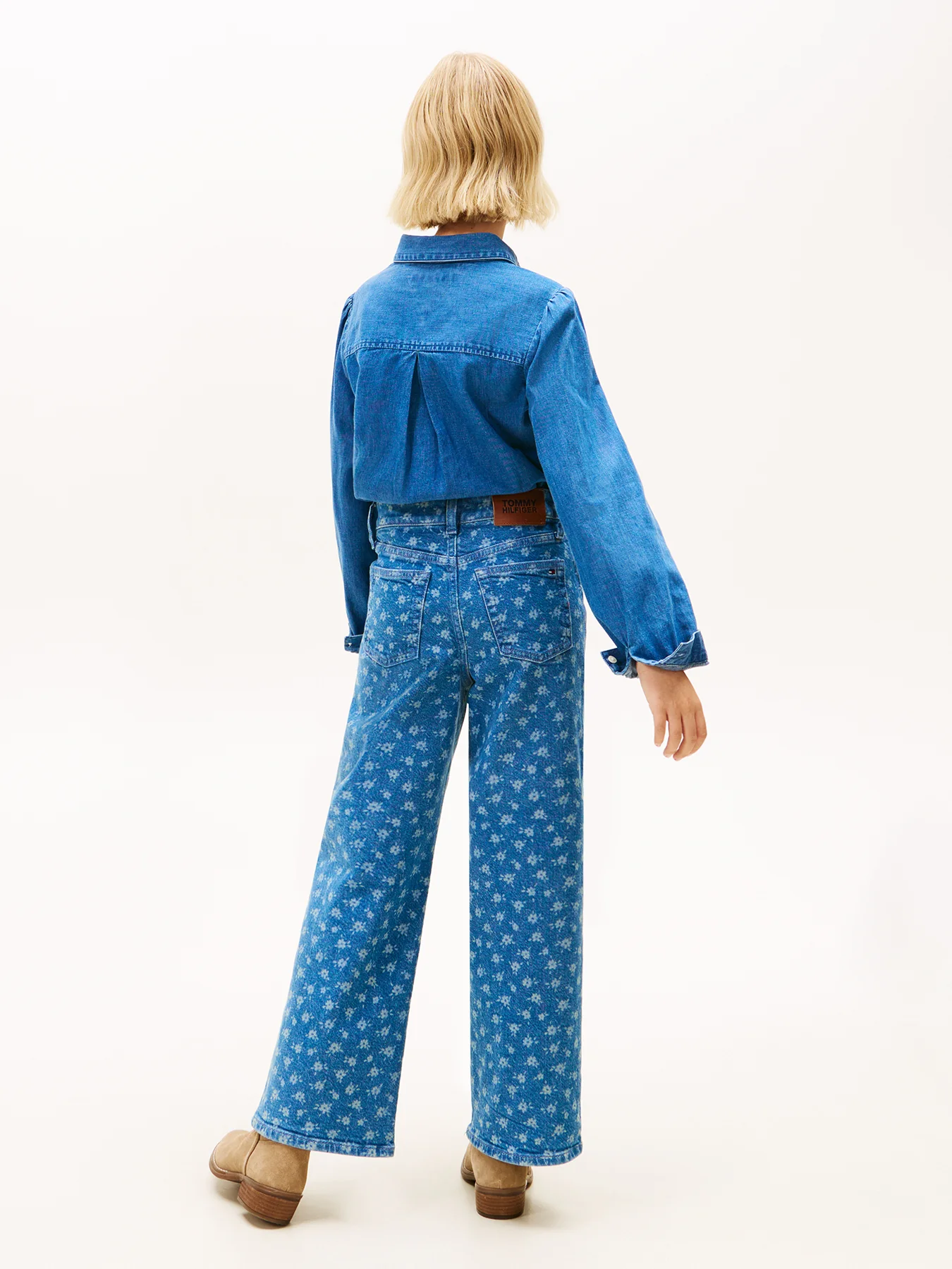 Kids’ Mabel Floral Print Wide Leg Jeans Blue - Image 5