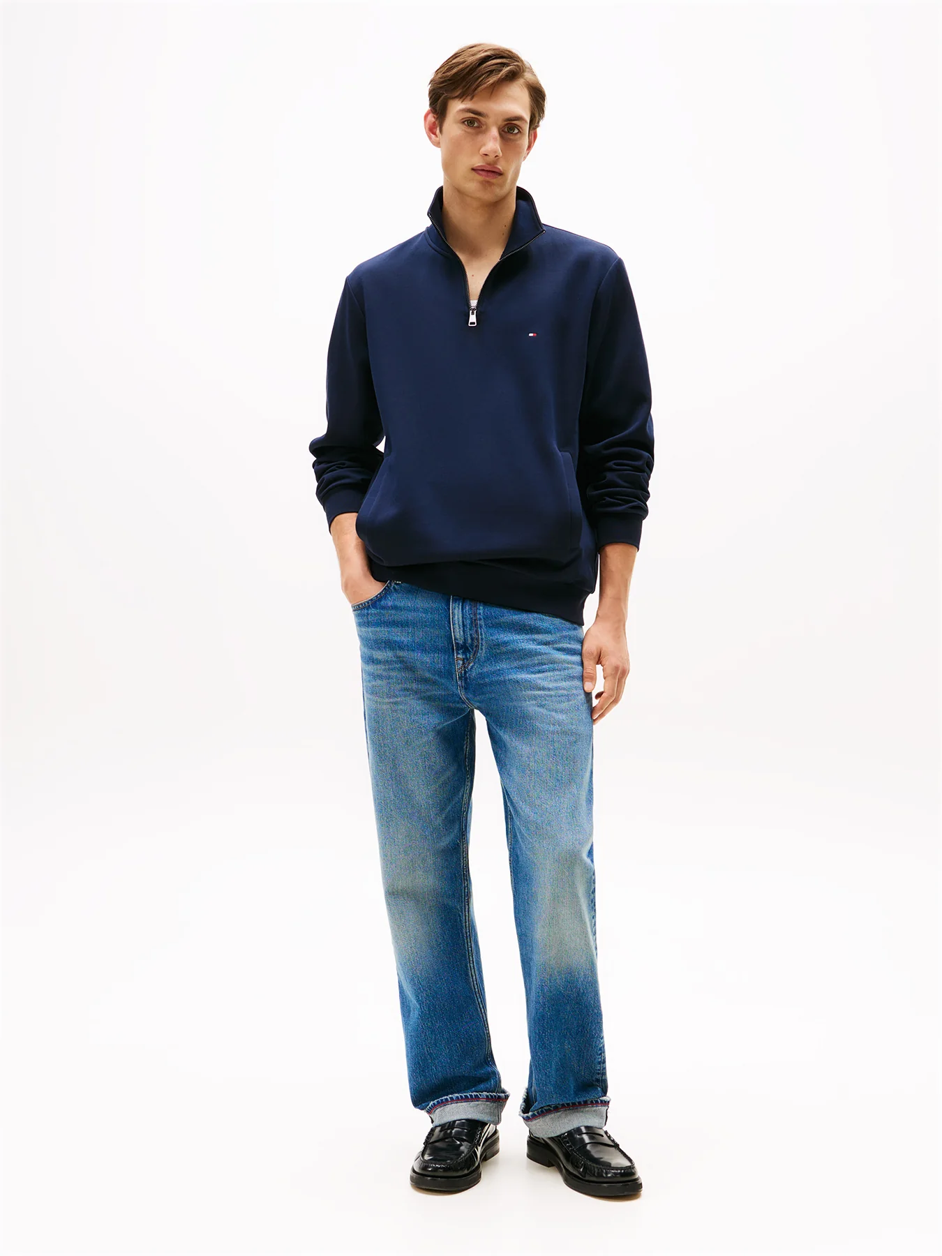 Performance Quarter Zip Intechno Knit Jumper Blue - Image 4