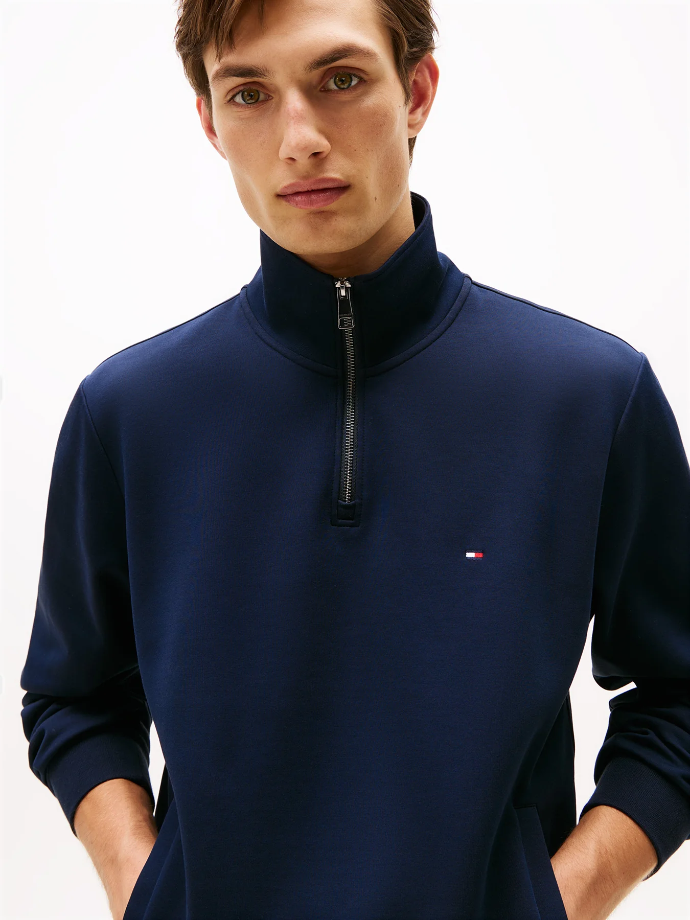 Performance Quarter Zip Intechno Knit Jumper Blue - Image 5