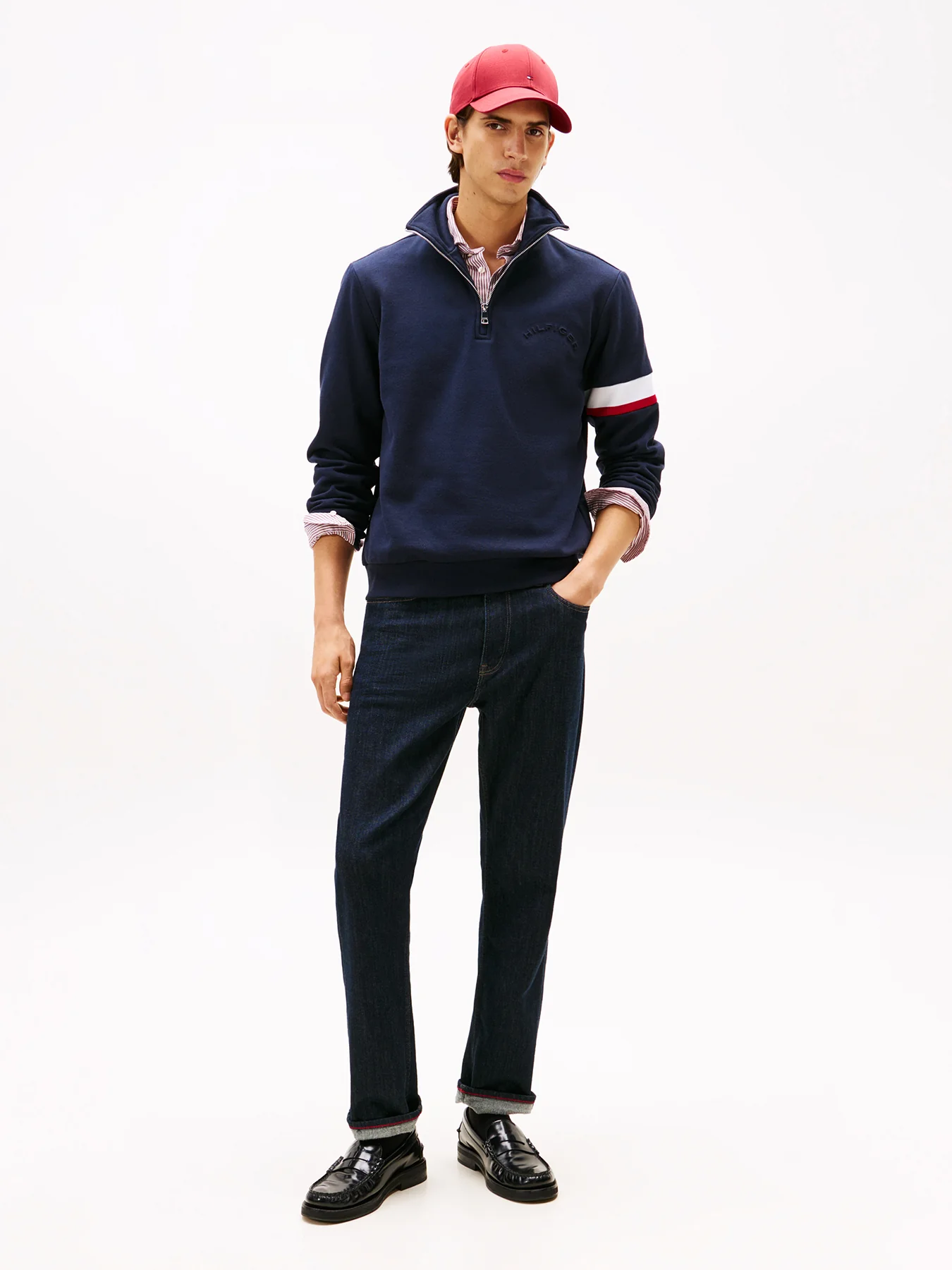 Quarter-Zip Embossed Logo Jumper Desert Sky - Image 3