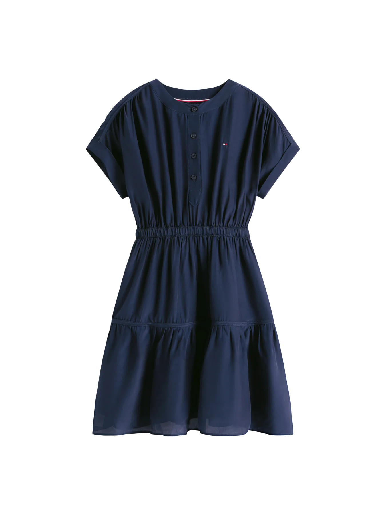 Short Sleeve Tiered Shirt Dress