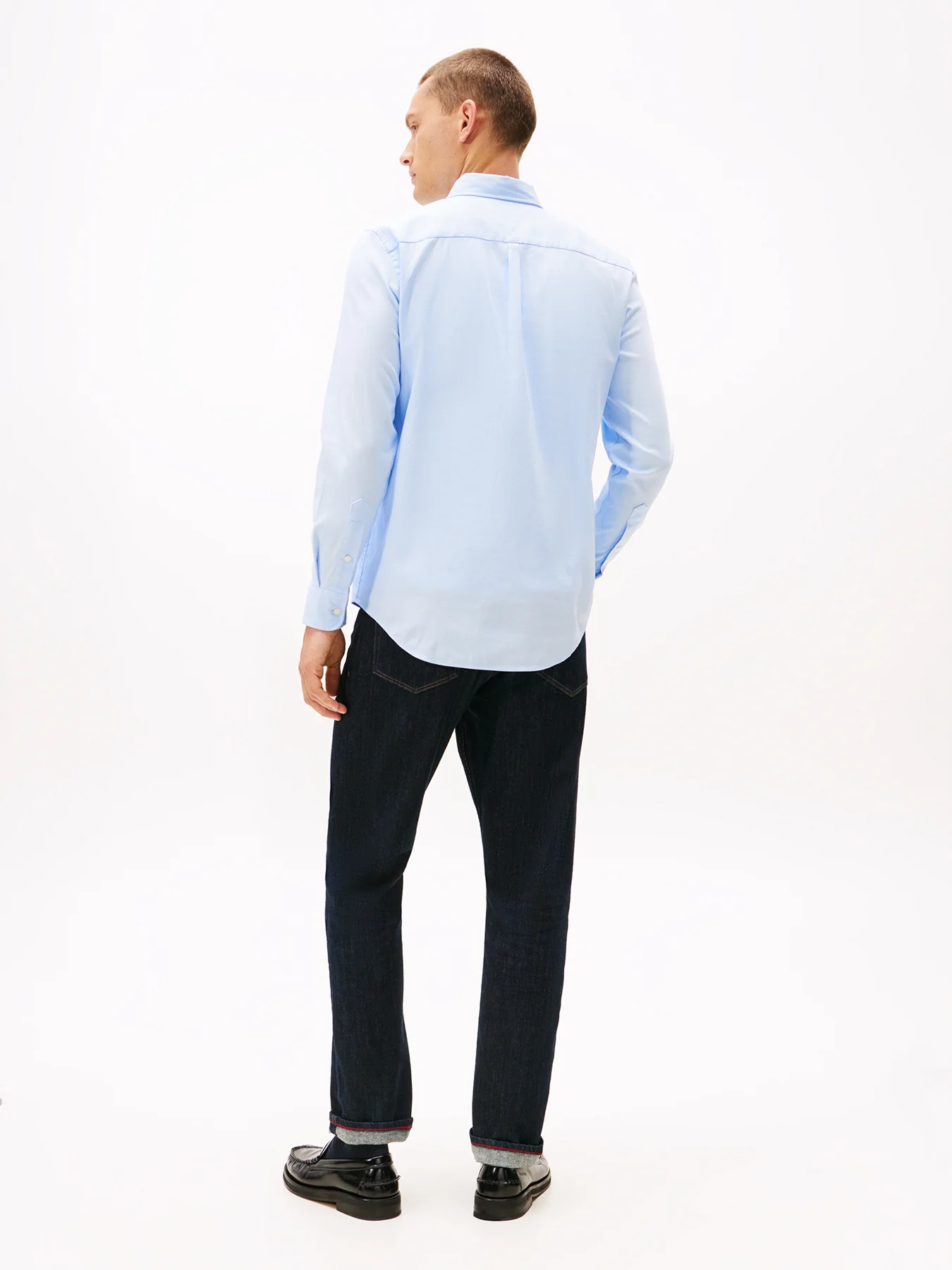 Slim Fit Yarn Dyed Dobby Shirt Blue - Image 3