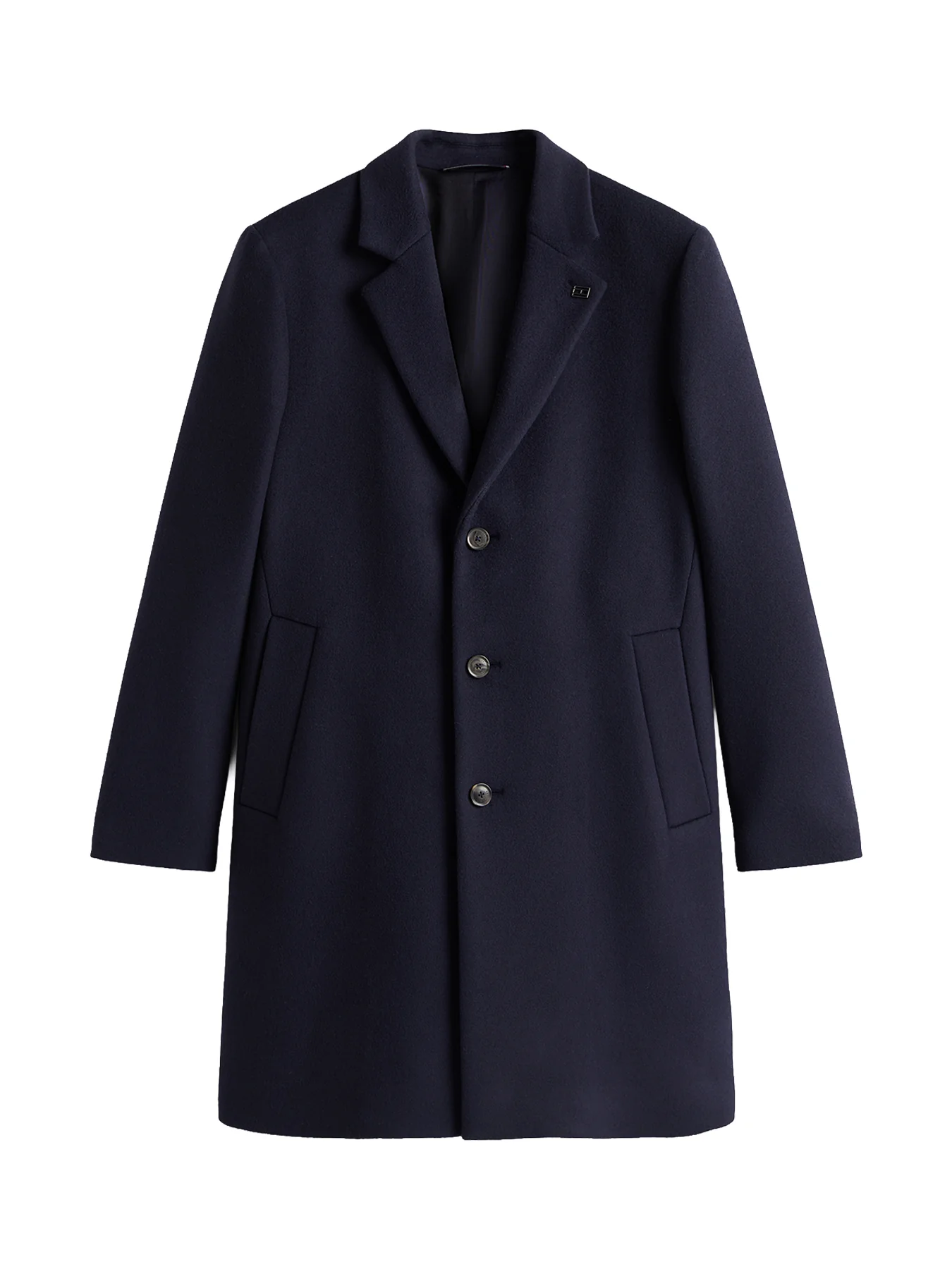Wool Blend Single Breasted Coat Blue