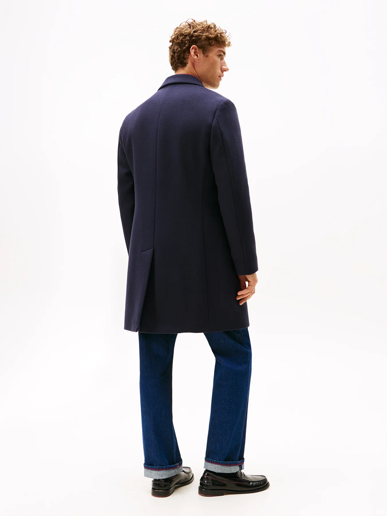 Wool Blend Single Breasted Coat Blue - Image 3