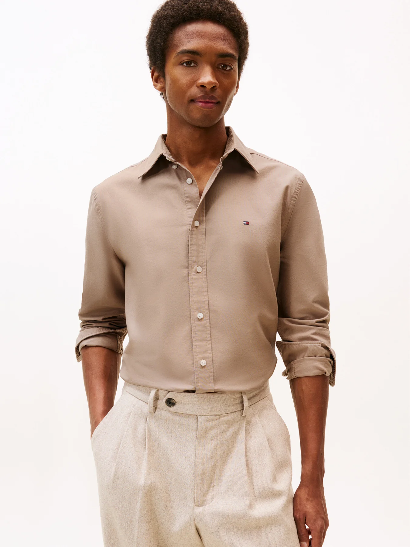 Regular Fit Flag Embroidery Oxford Shirt - Image 4