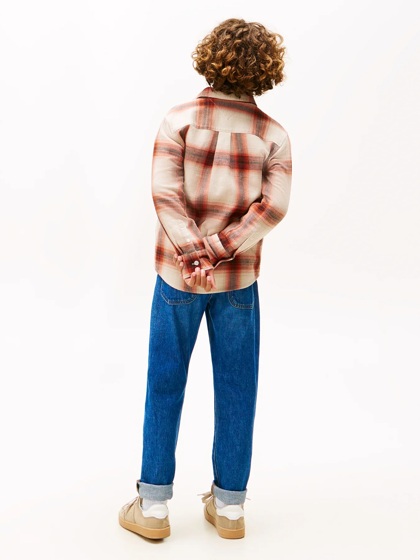 Kids' Waffle Knit Check Shirt Brown - Image 3