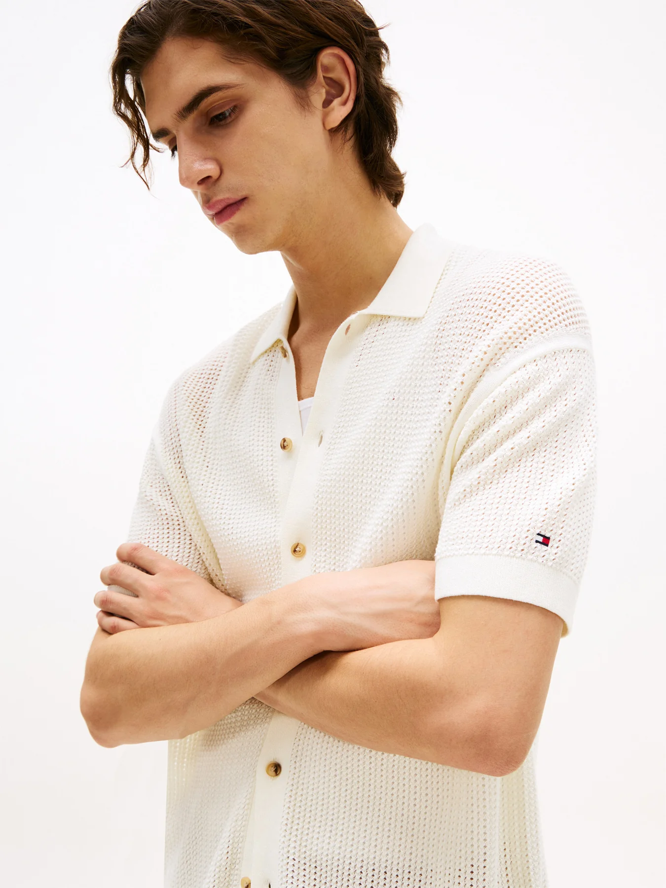 Relaxed Fit Open Knit Short Sleeve Shirt - Image 5