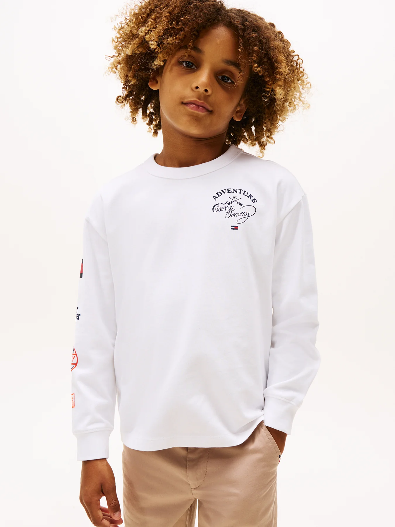 Kids' Badge Long Sleeve T-Shirt White - Image 2