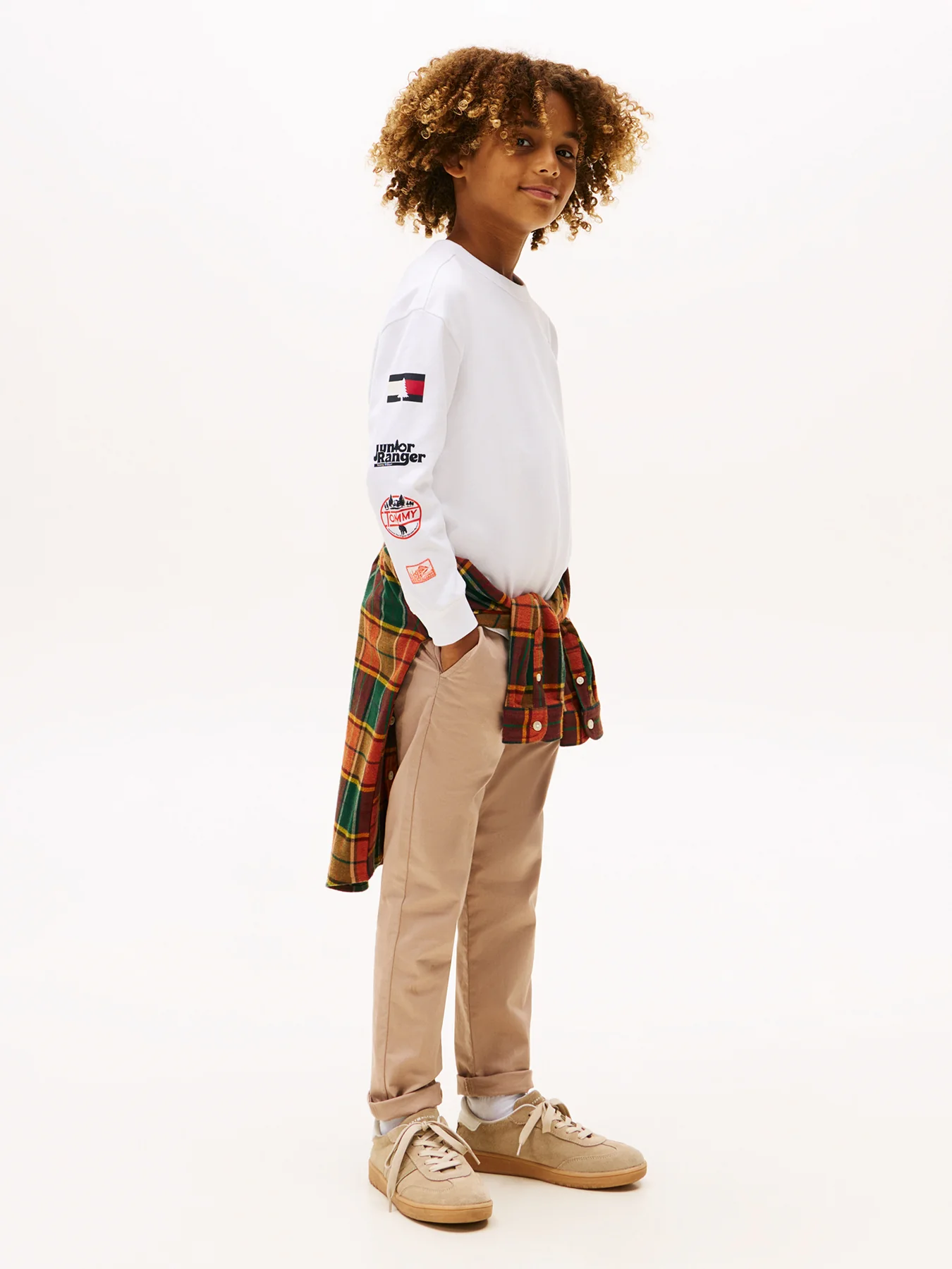 Kids' Badge Long Sleeve T-Shirt White - Image 4