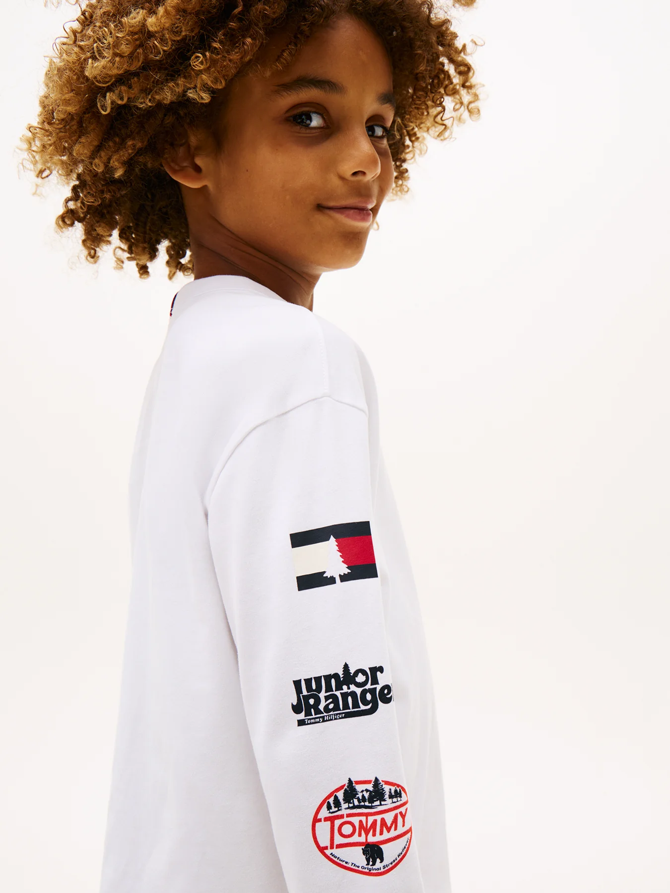 Kids' Badge Long Sleeve T-Shirt White - Image 5