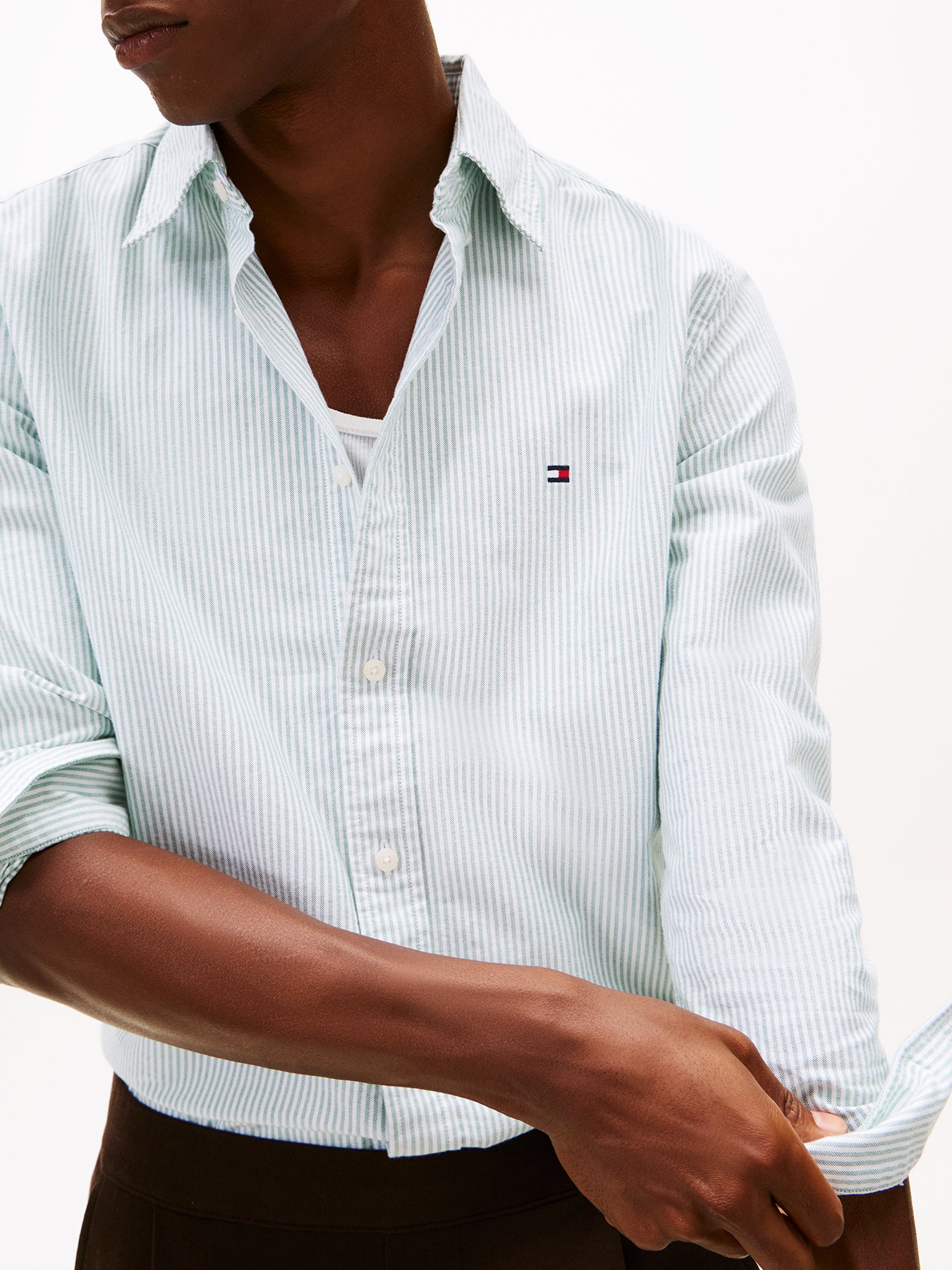 Striped Oxford Shirt Green - Image 3