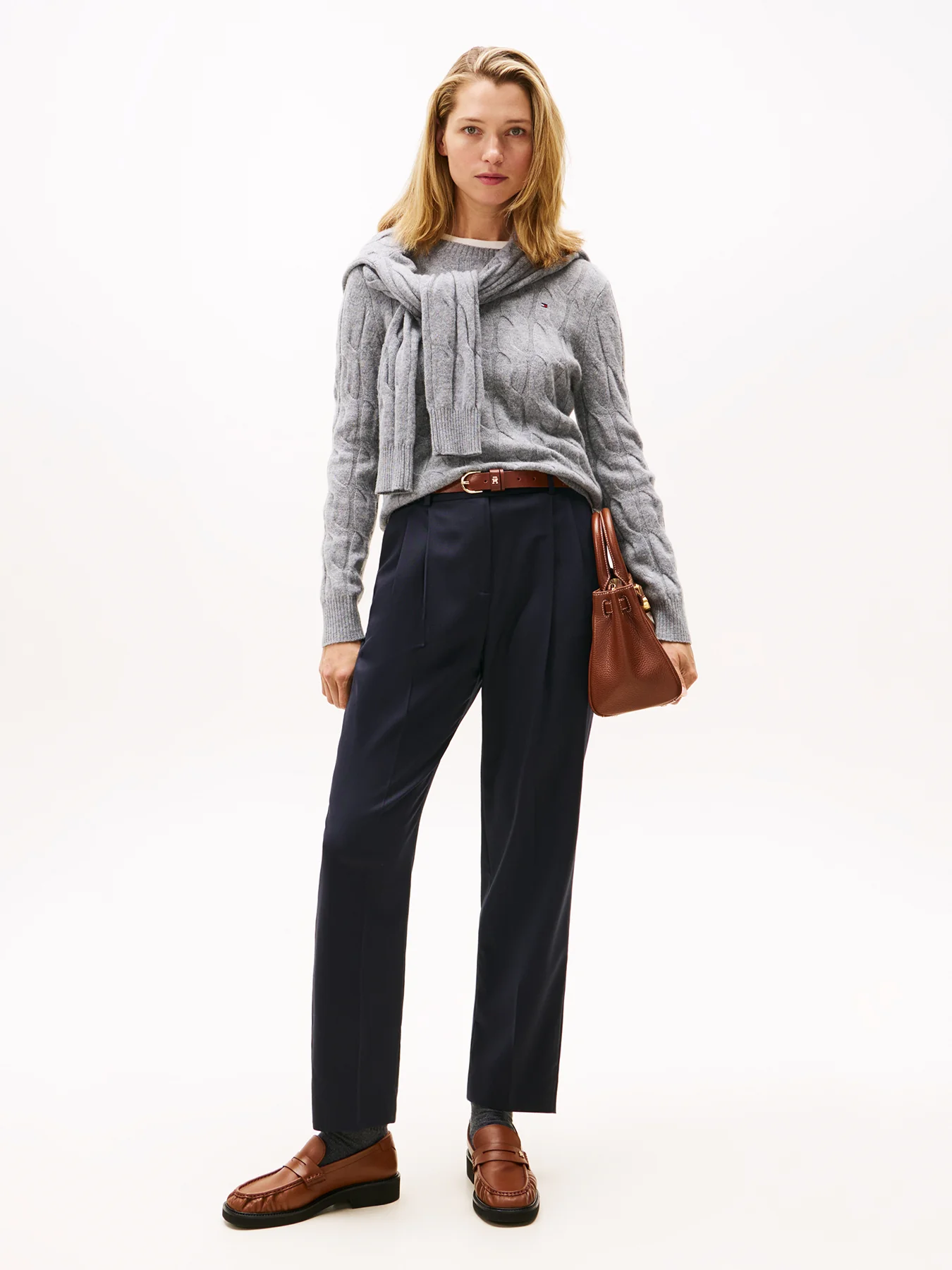 Cable Knit Soft Wool Jumper Grey - Image 3