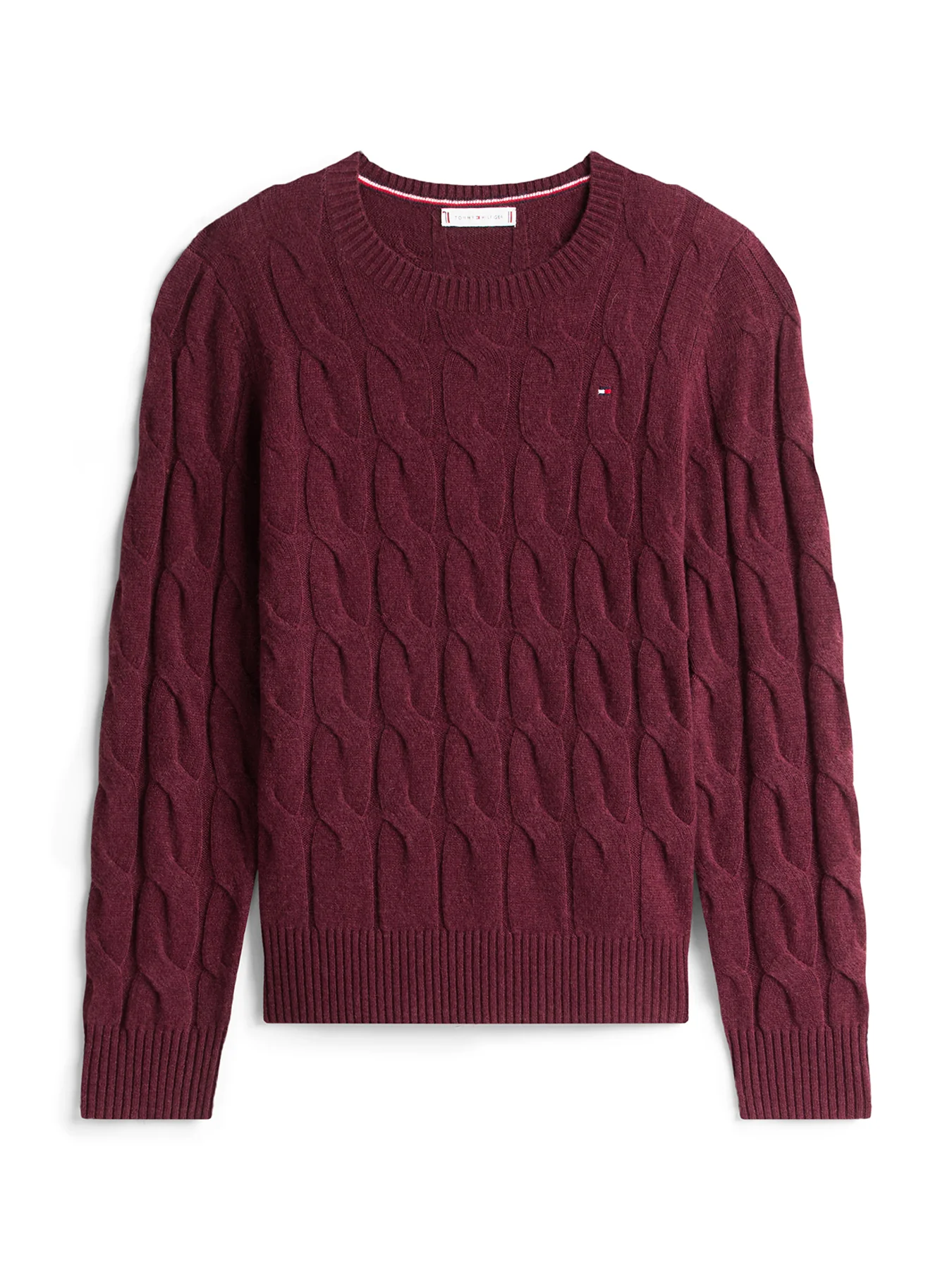 Cable Knit Soft Wool Jumper Red