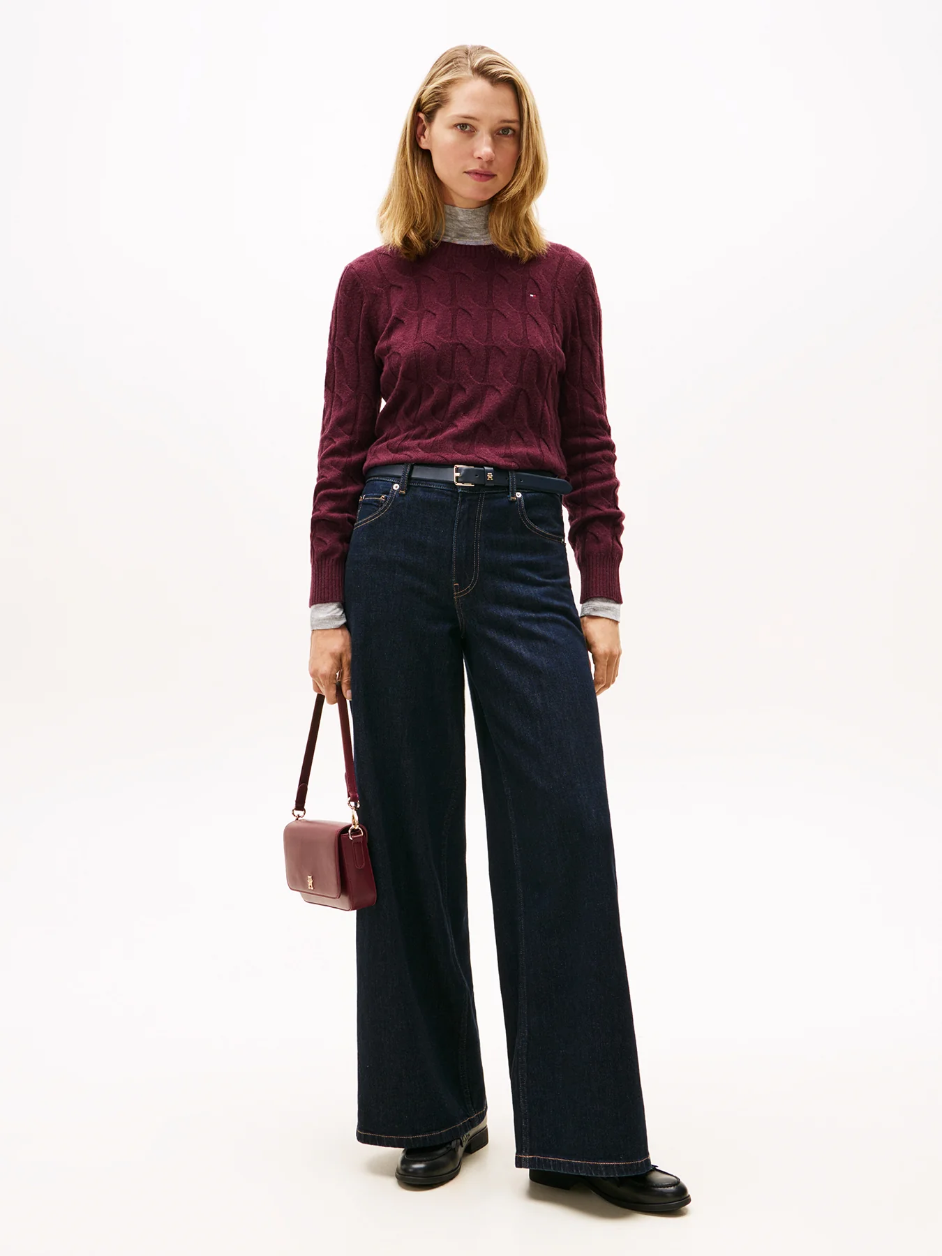 Cable Knit Soft Wool Jumper Red - Image 3