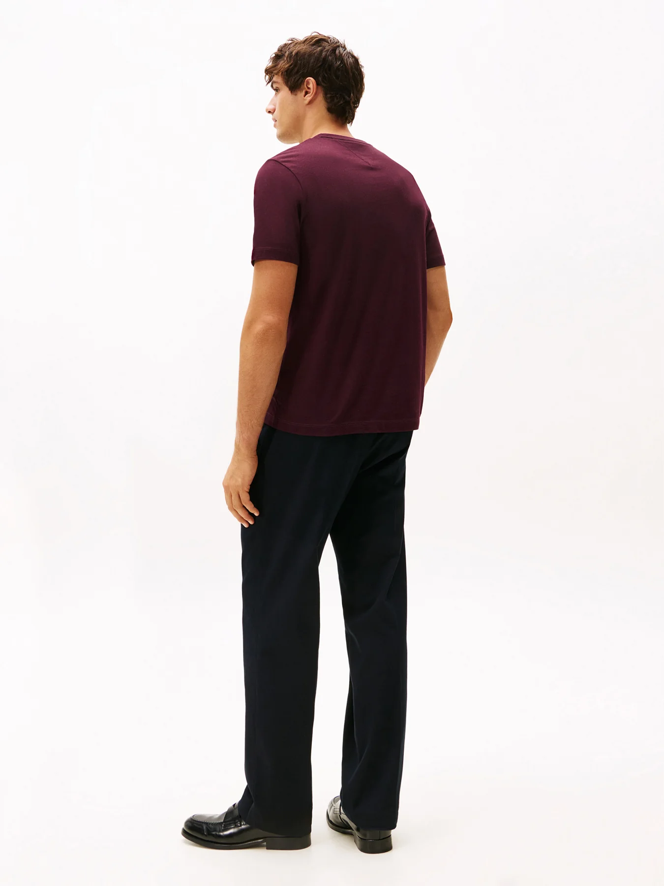 Flag Embroidery Crew Neck T-Shirt Deep Burgundy - Image 5