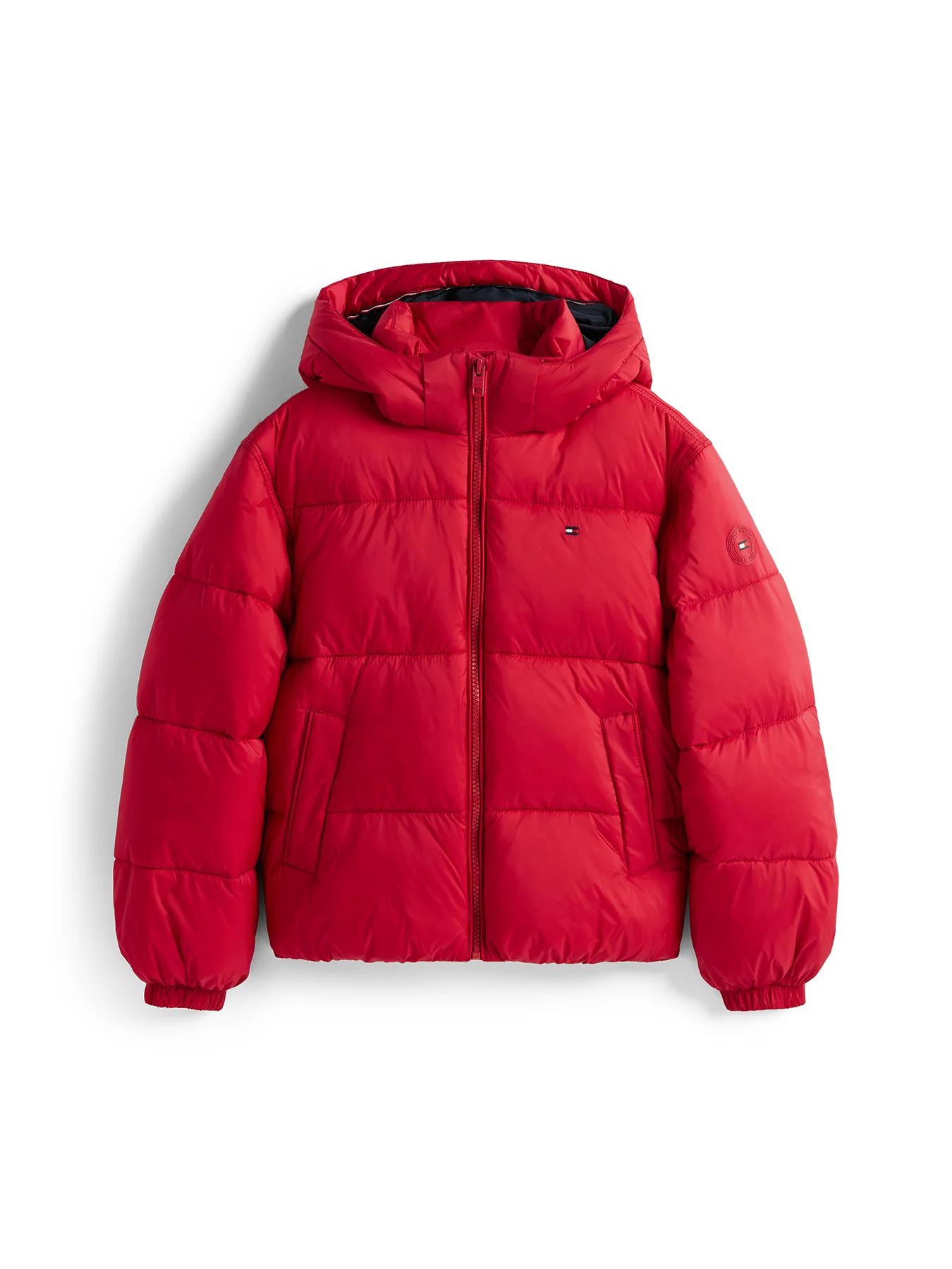 Kids' Shiny Hooded Puffer Jacket Red