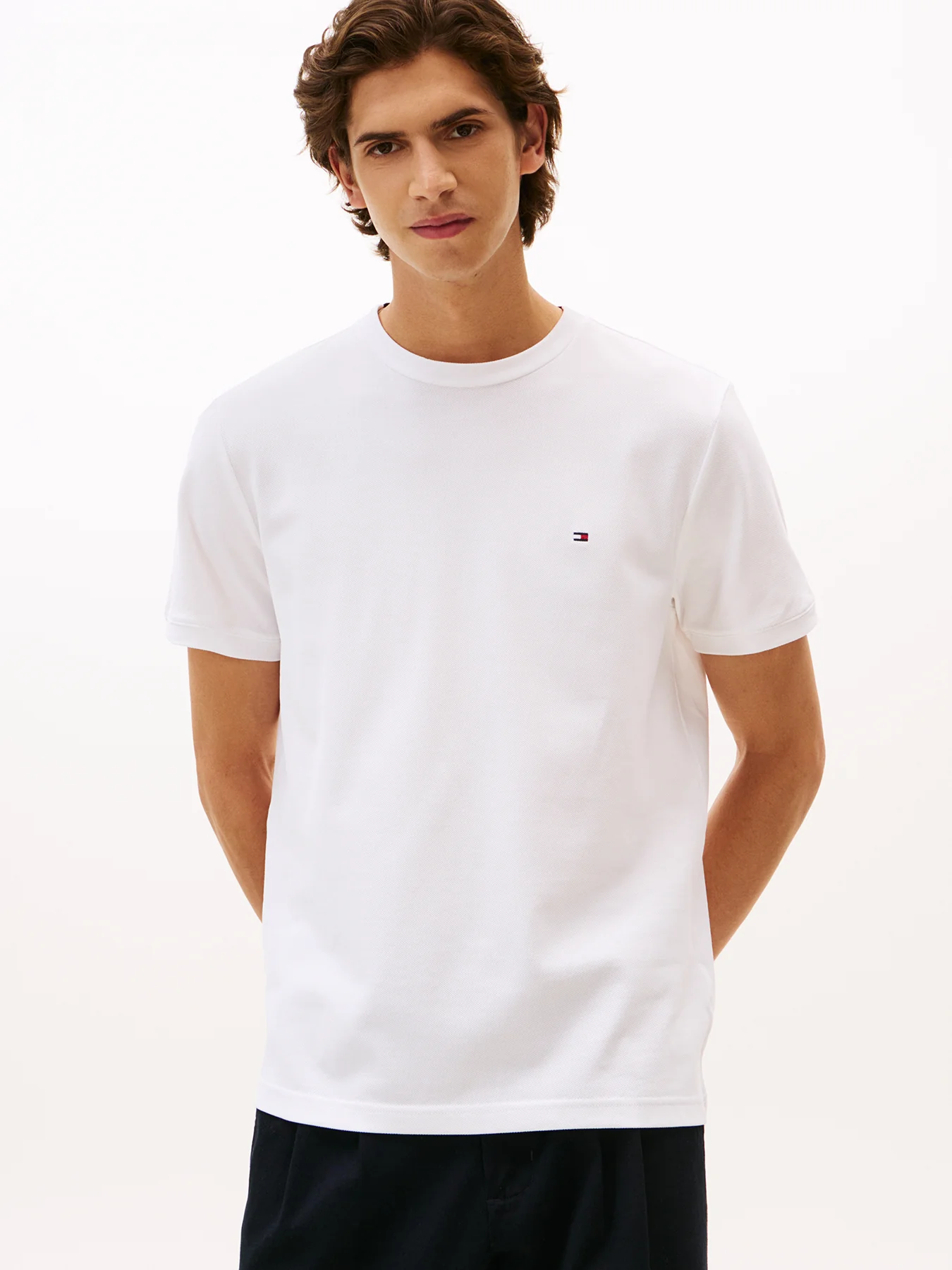 Crew Neck Piqué T-Shirt White - Image 2
