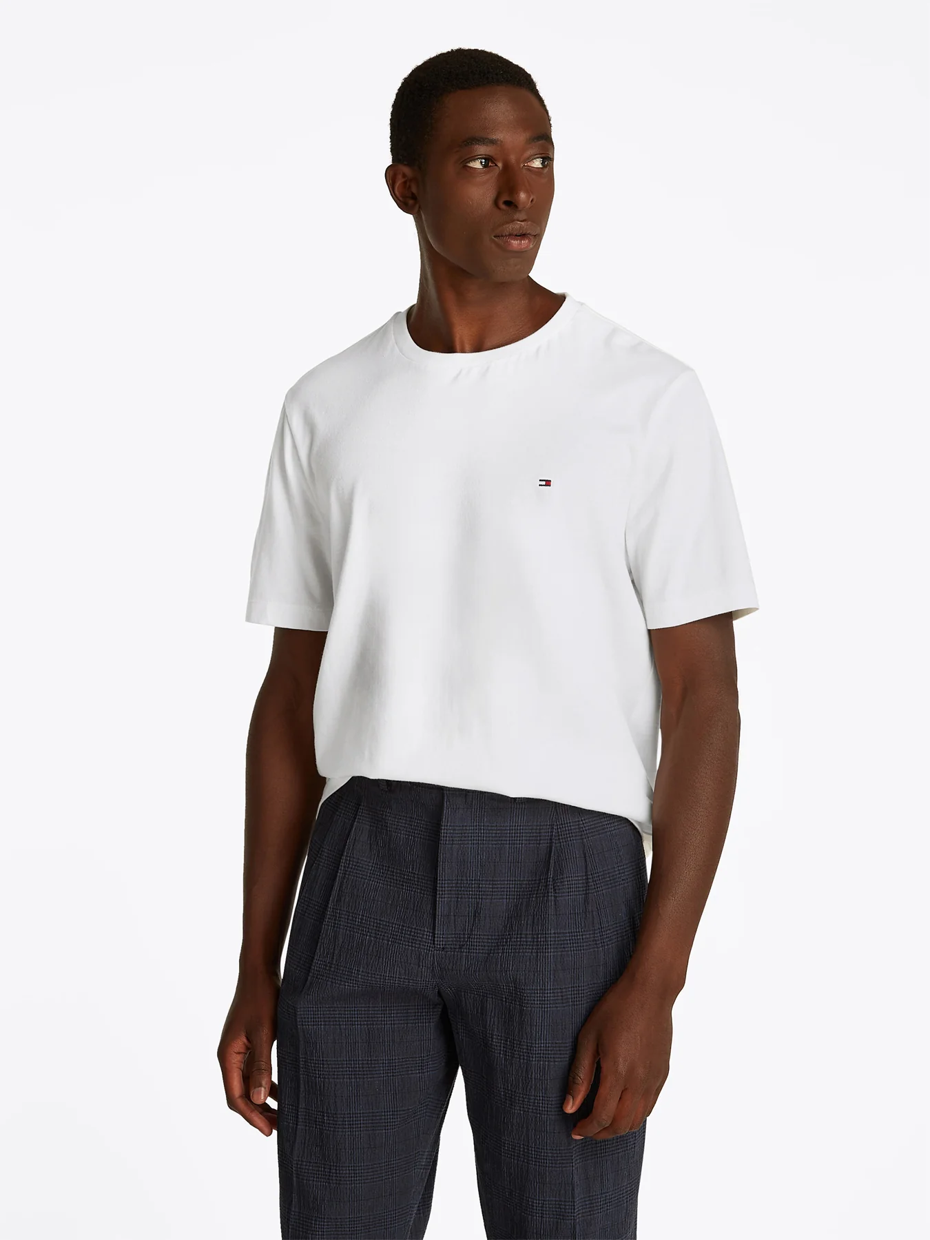 Flag Embroidery Crew Neck T-Shirt White - Image 4