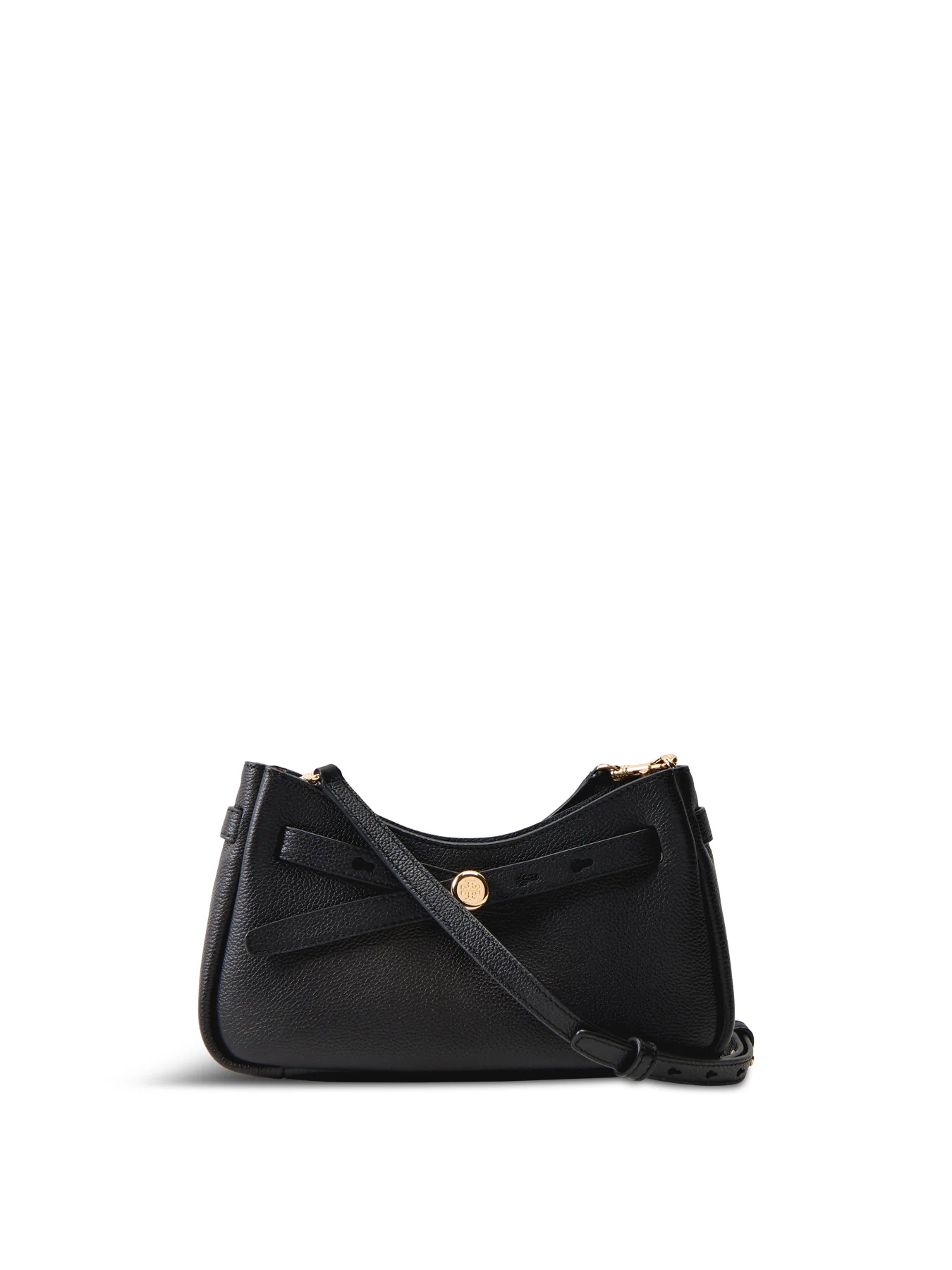 Romy Zip Top Leather Crossbody Black
