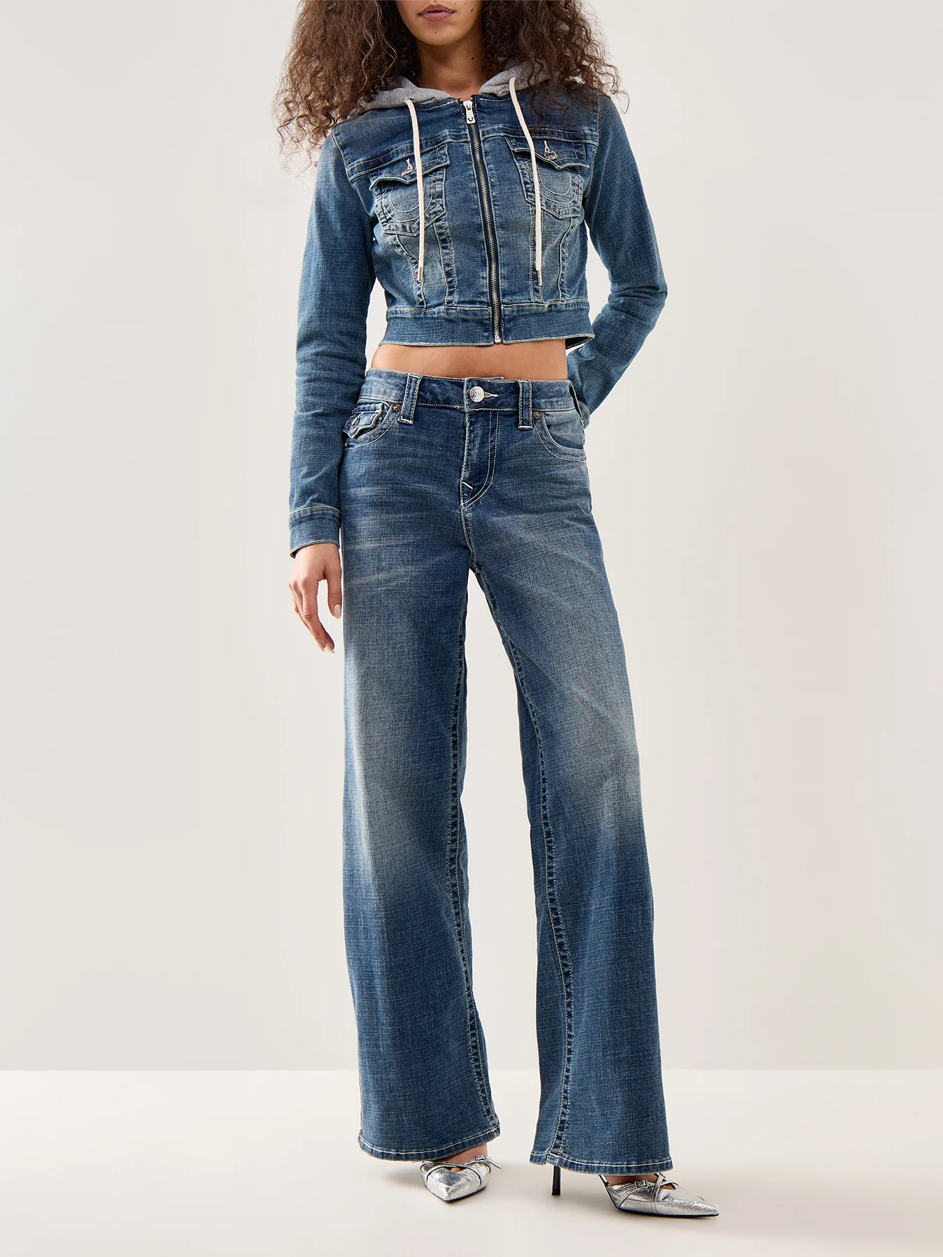 Baggy Flap Denim Trousers Blue - Image 2