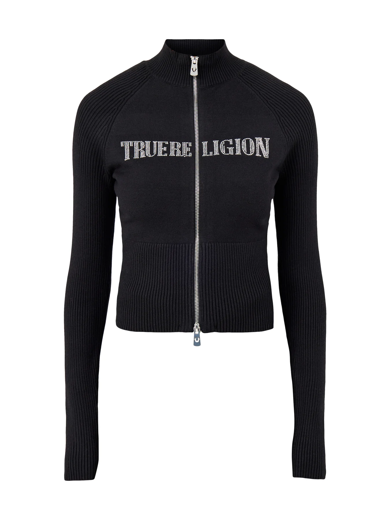 Crystal Zip Up Sweater Black