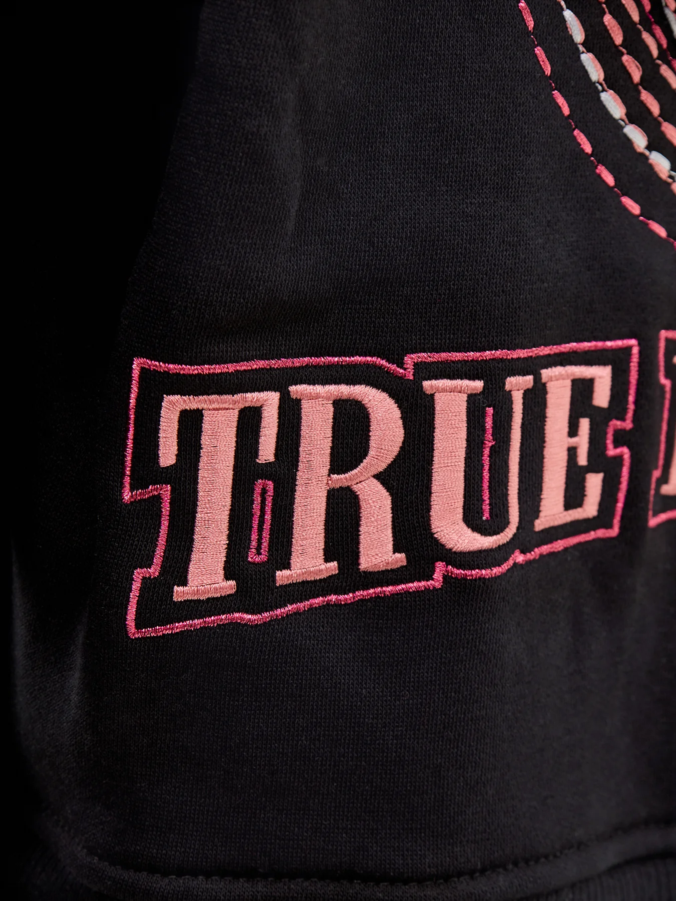 Rainbow Stitch Shrunken Hoodie Black - Image 3