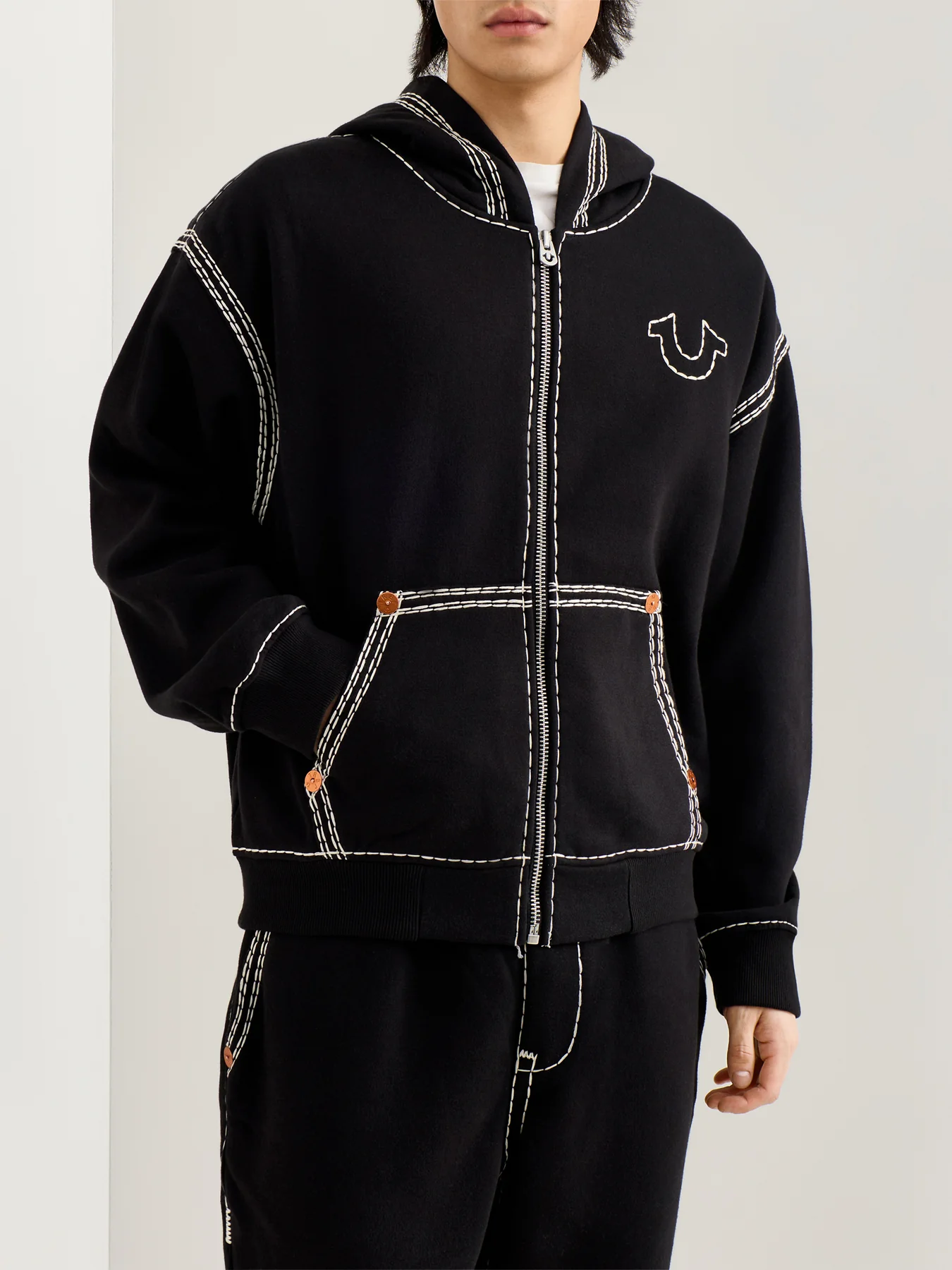 Super Qt Cinched Zip Up Hoodie Black - Image 4