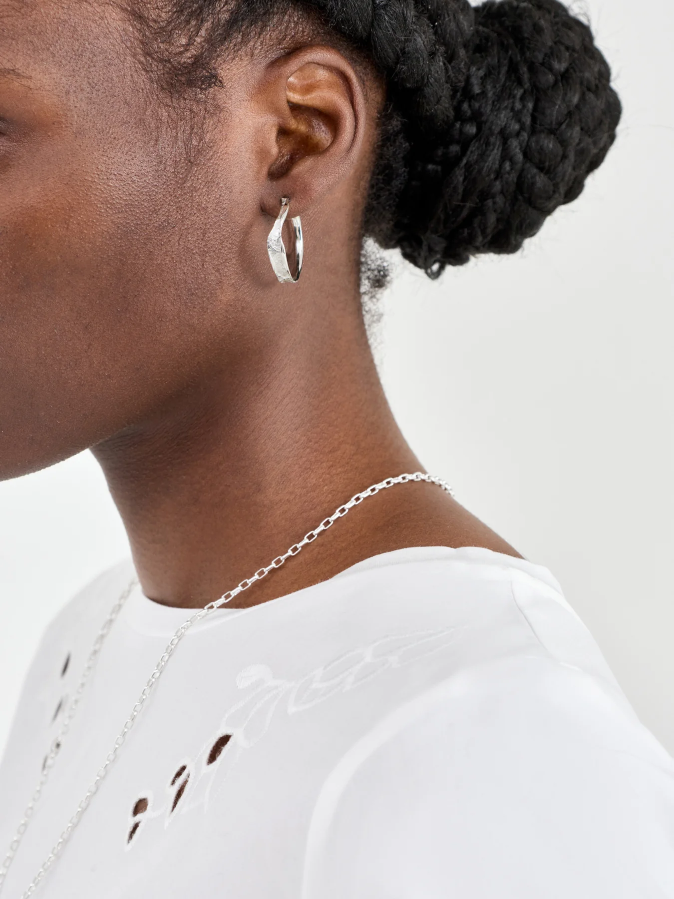 Edge Sterling Silver Plated Hoop Earrings - Image 2