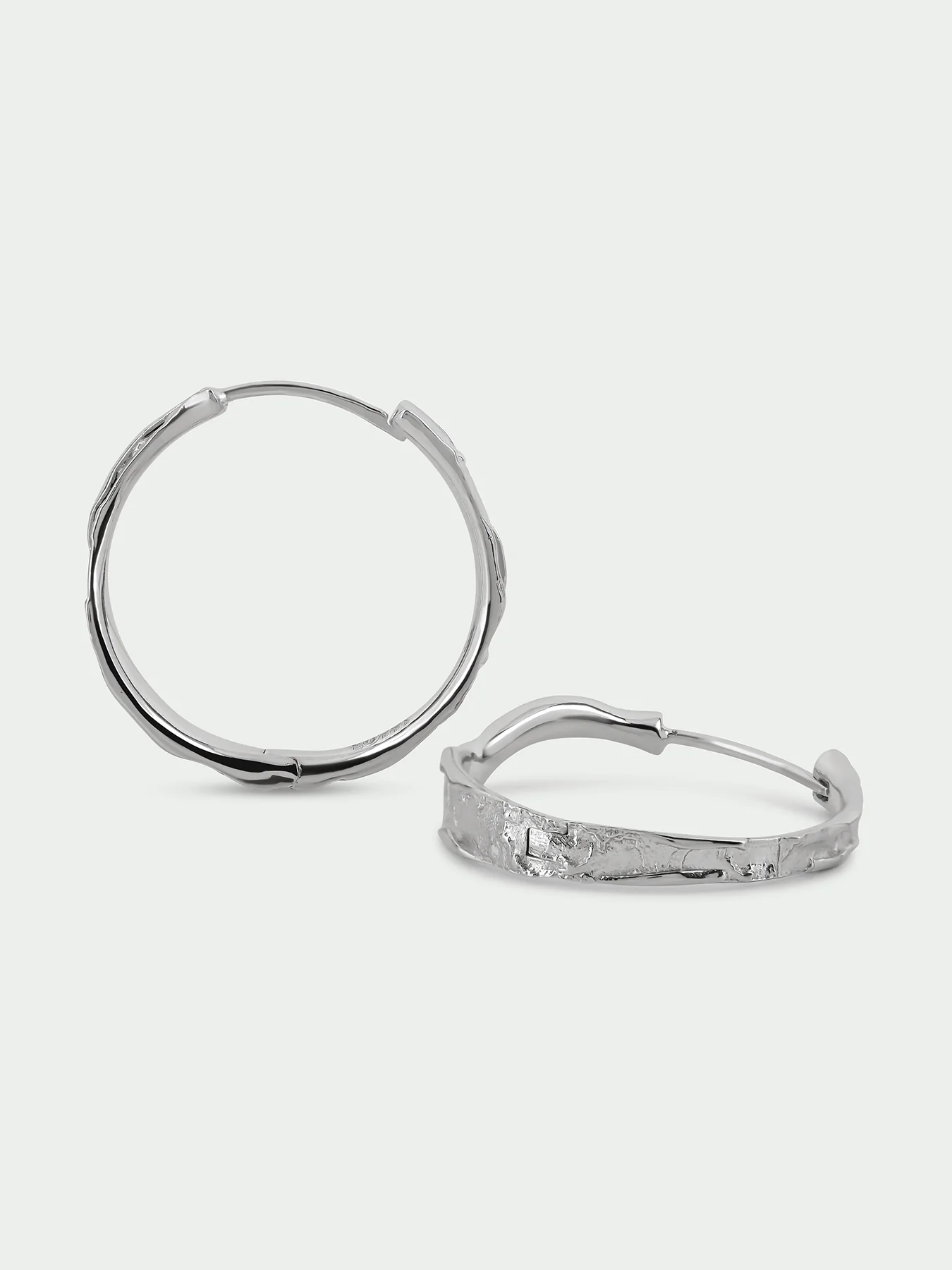 Edge Sterling Silver Plated Hoop Earrings - Image 3