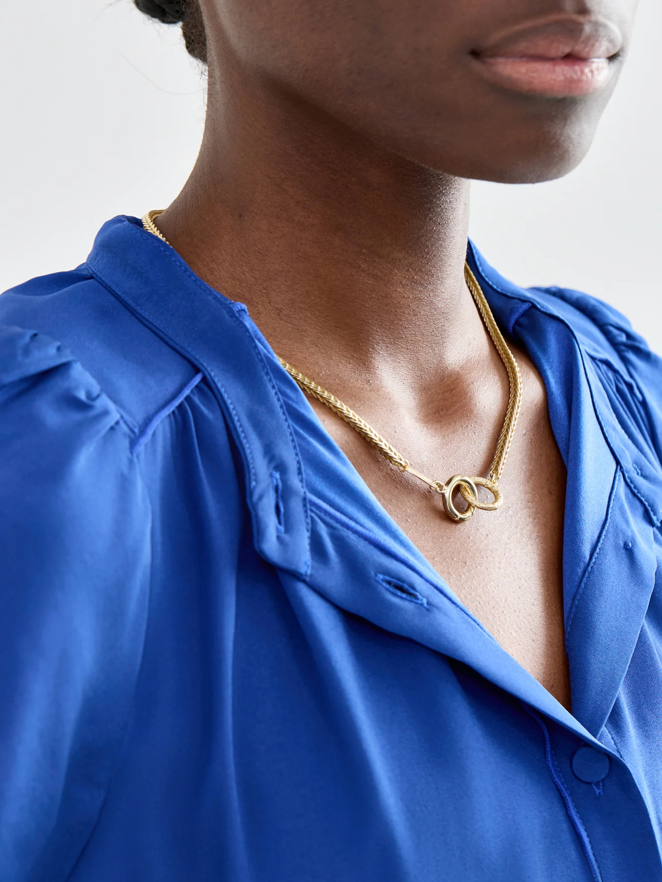 Woven Gold Plated Chain Necklace - Image 2