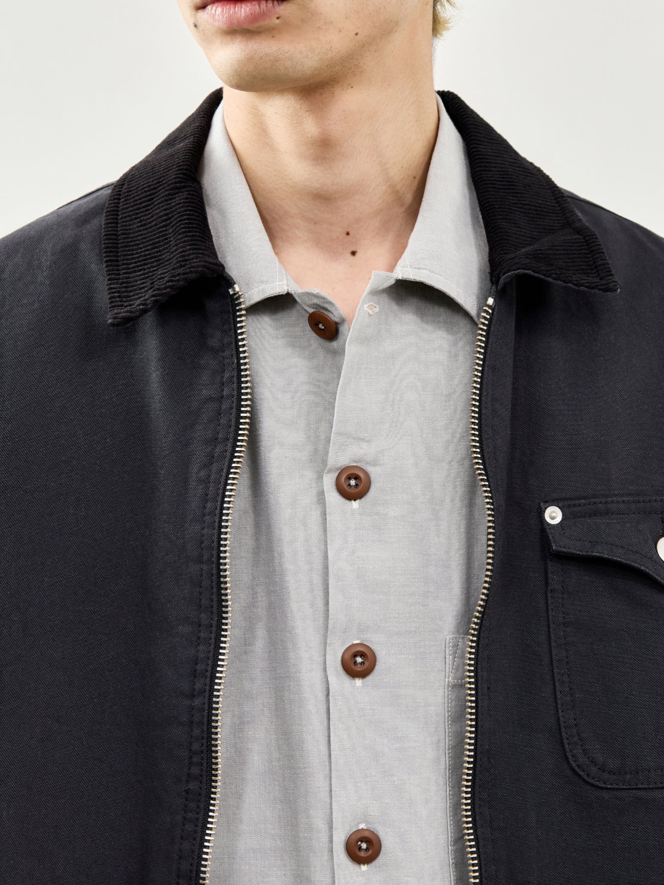 Short Sleeve Fatigue Cotton Shirt Grey - Image 3
