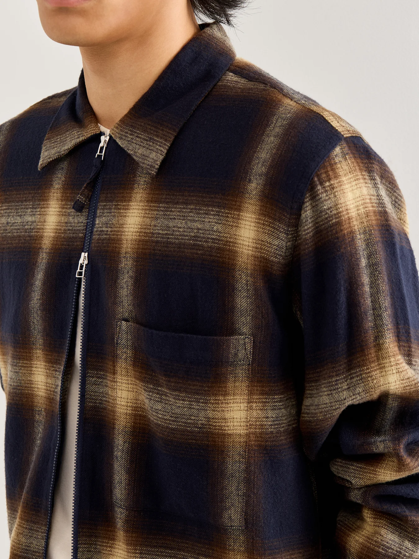 Zip Long Sleeves Cotton Shirt - Image 3