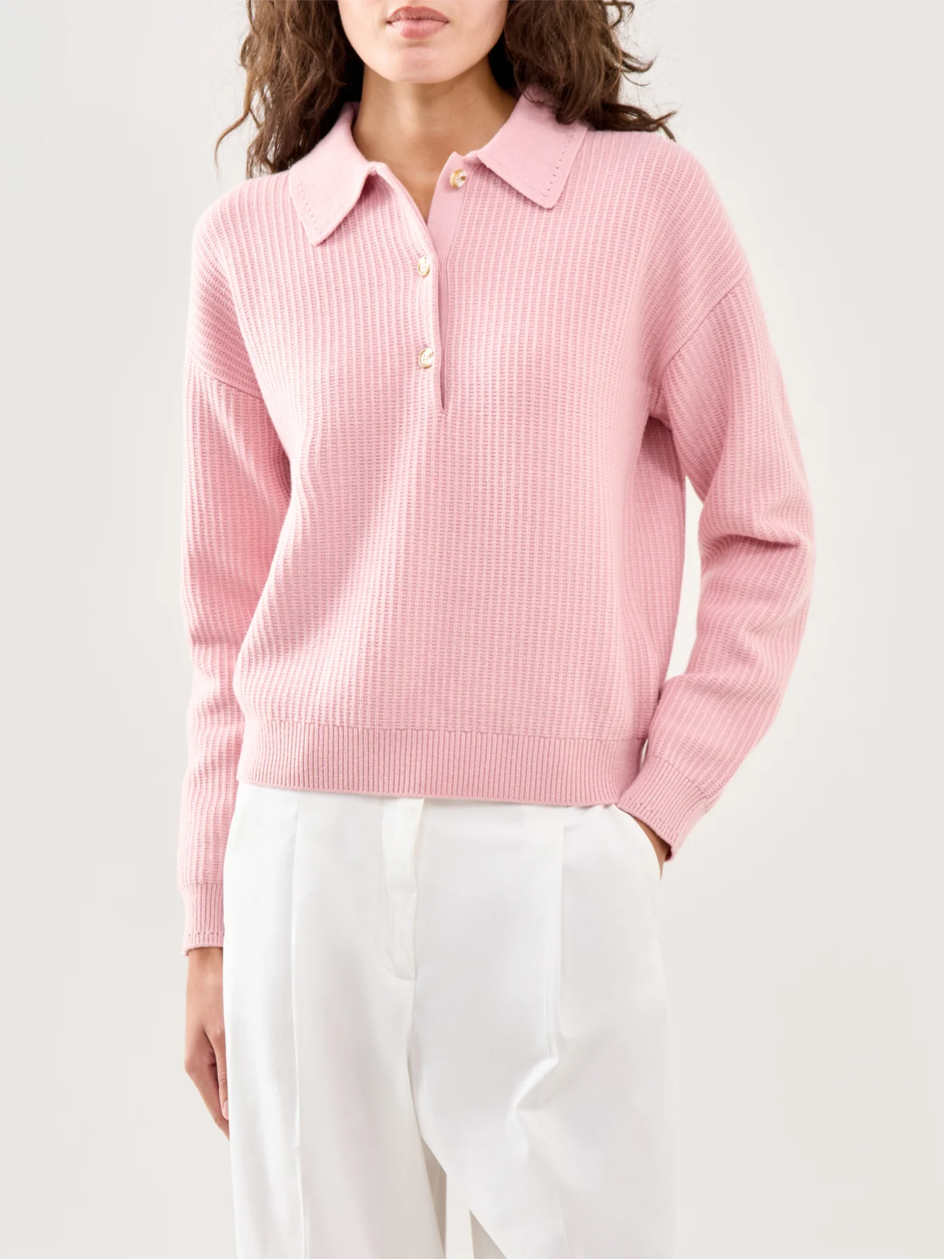 Marlie Polo Knit Sweater Pink - Image 4
