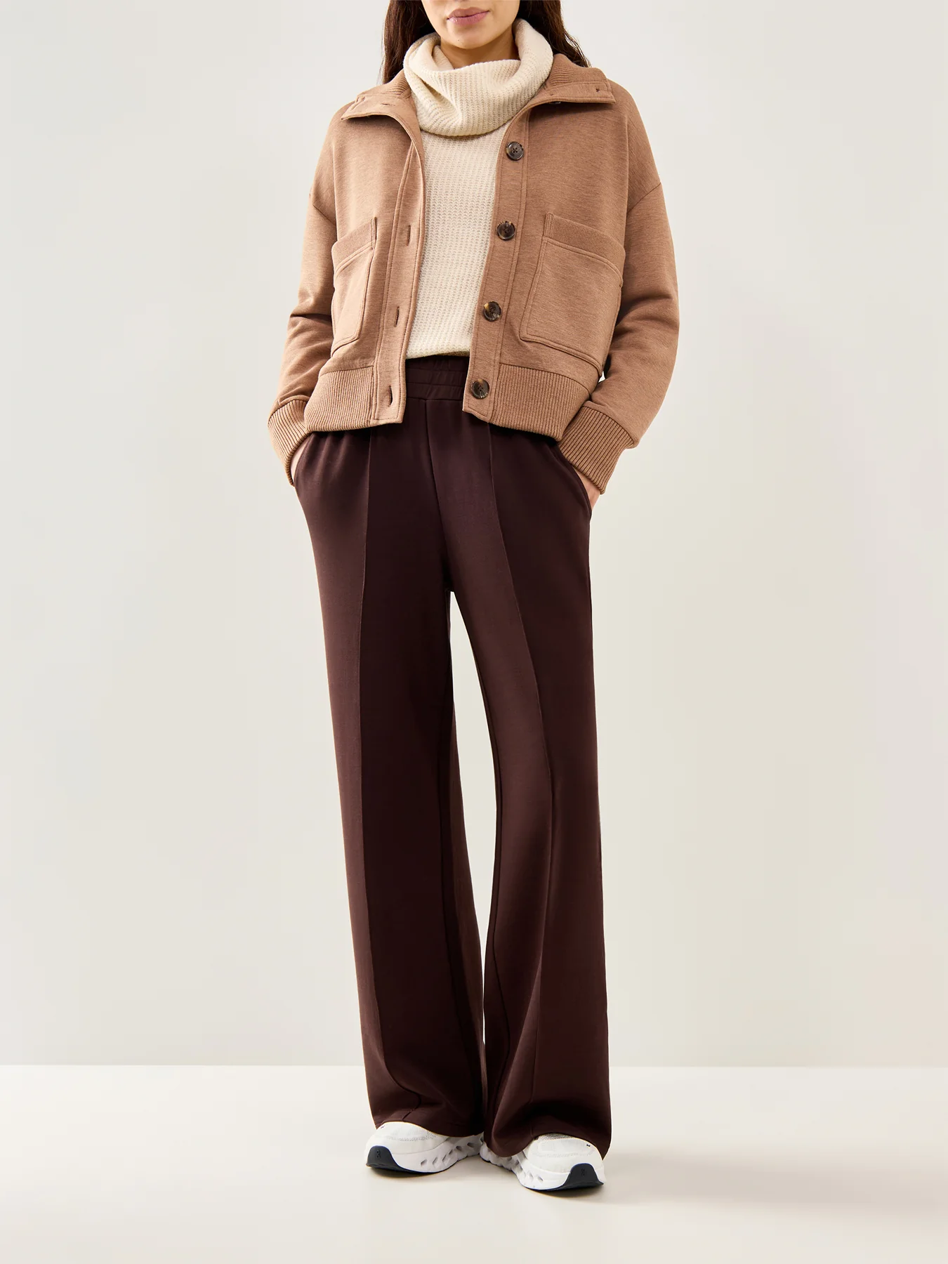 Button Through Fleece Lounge Sweatshirt Bronze - Image 2
