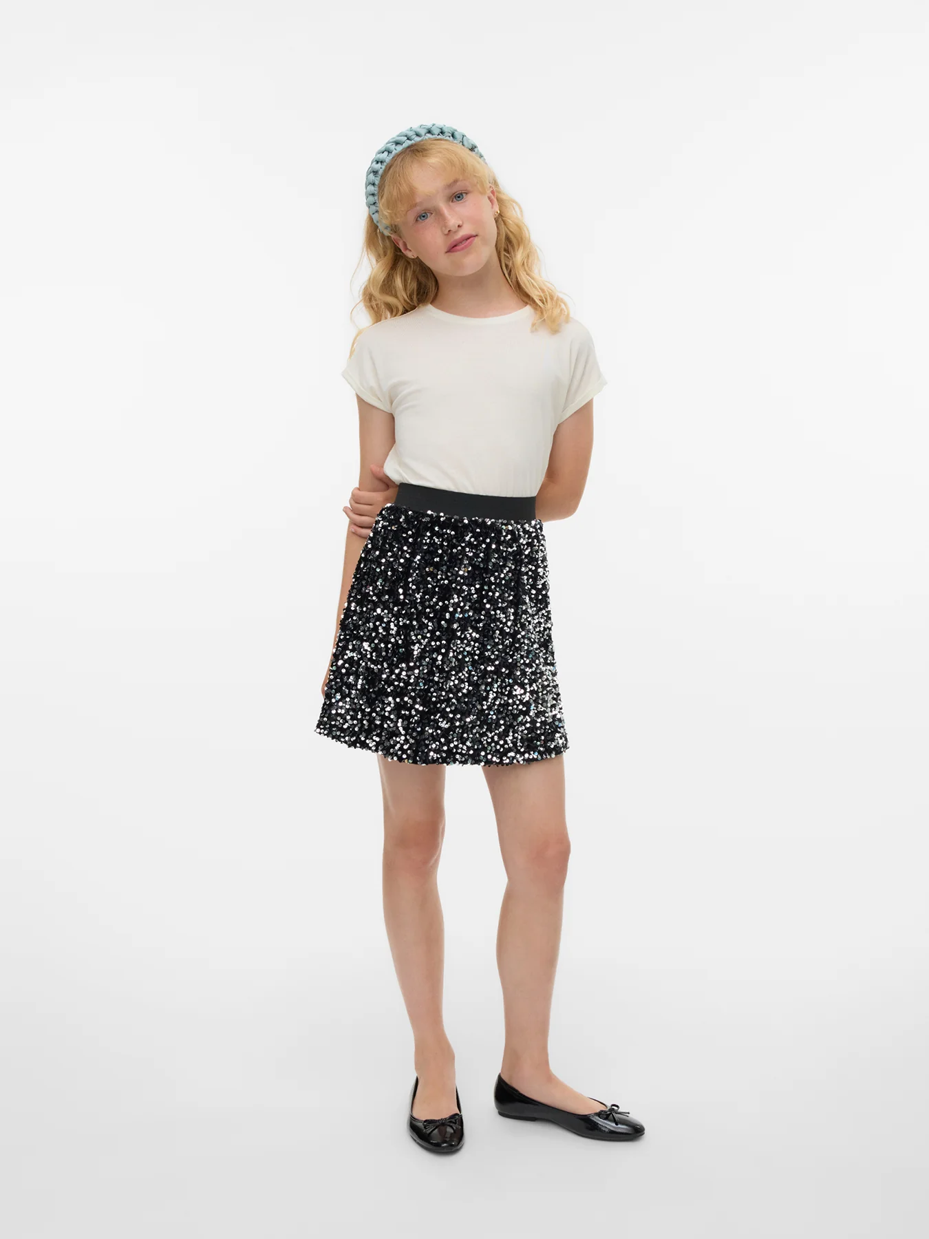 Girls’ Bella Sequin Skirt Black - Image 2