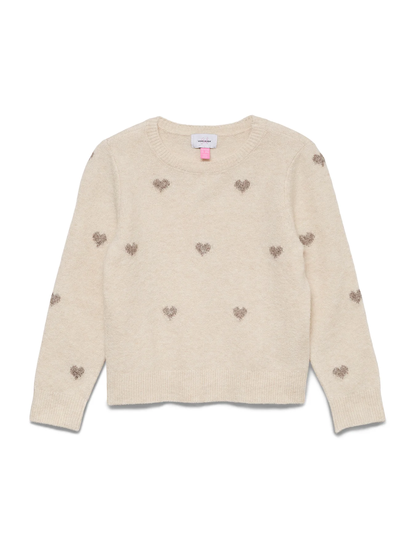 Kids’ Doffy Intarsia Long Sleeve Crew Neck Pullover Pink