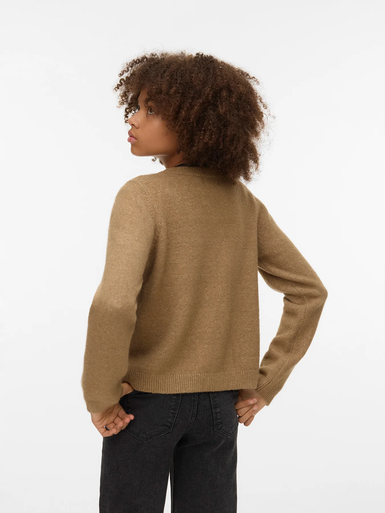 Kids' Heart Button Cardigan Brown - Image 3