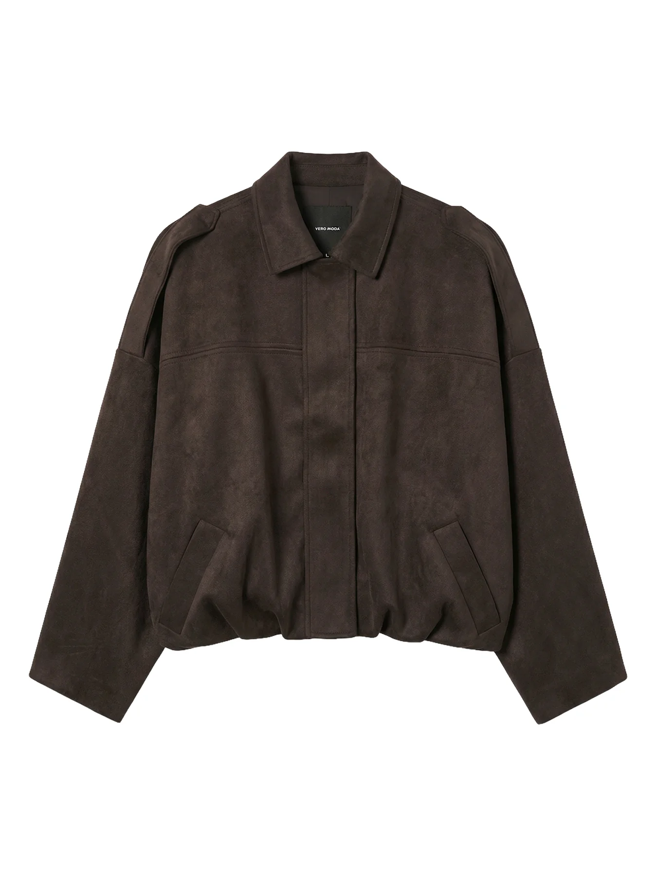 Faux Suede Bomber Jacket Brown